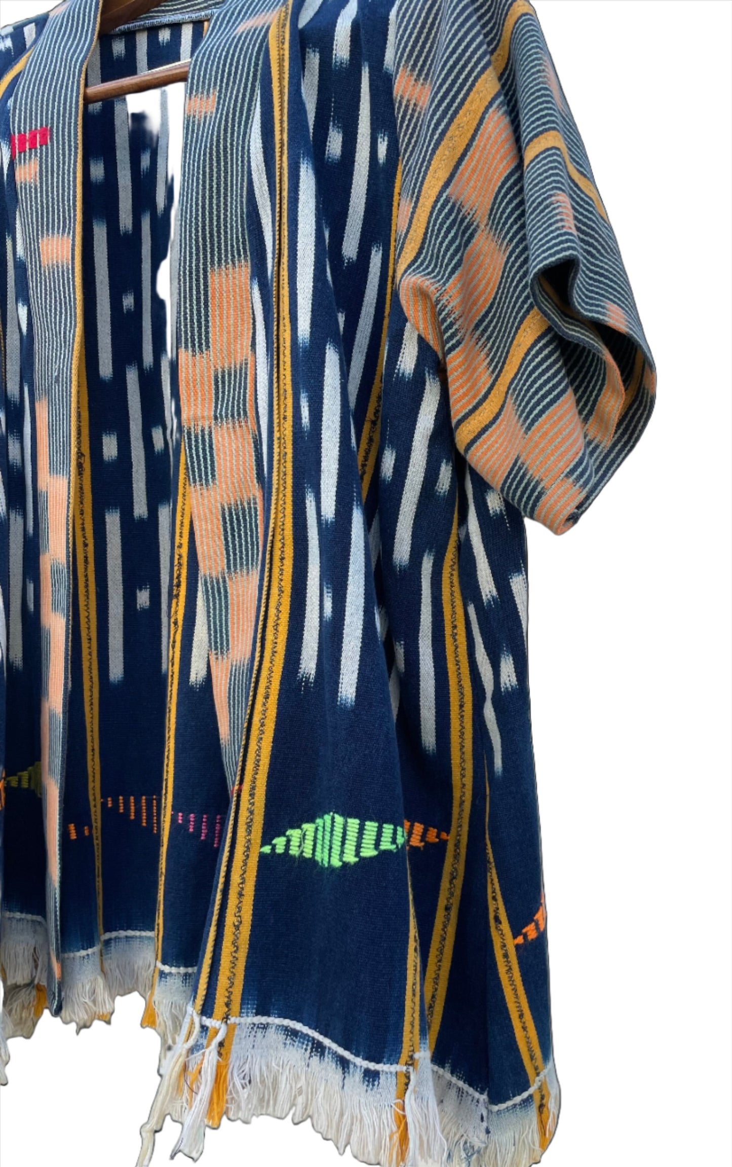 Handcrafted Art ; Mudcloth Clothing; Other African; Baule Textile Indigo Hand Dyed Poncho, Woven Cotton Mudcloth Clothing, African Indigo Vintage Textiles Poncho