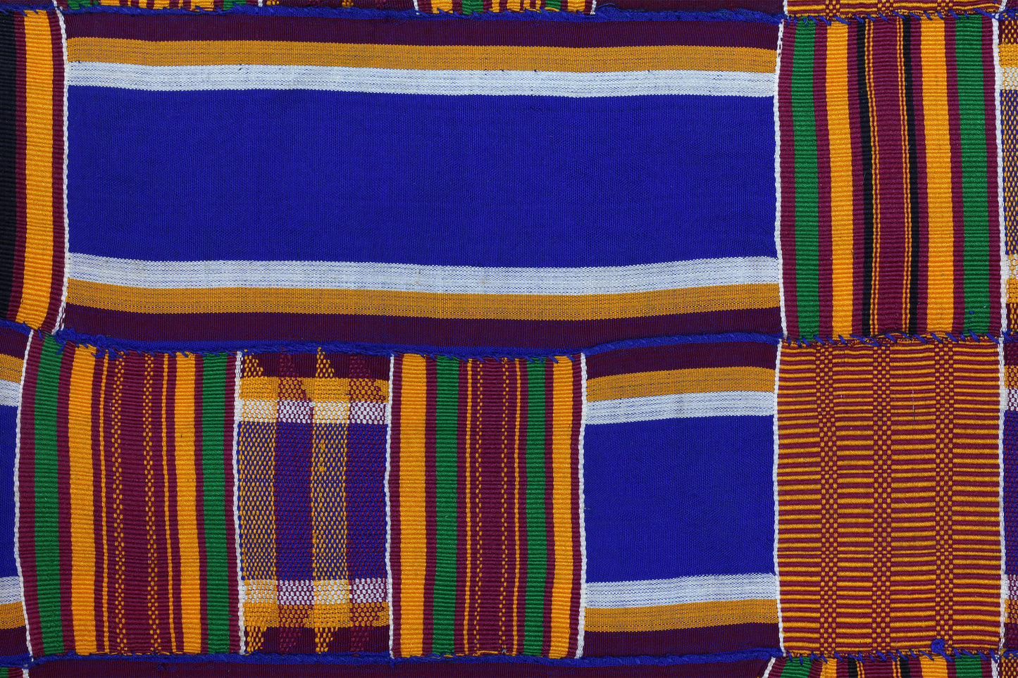 Tribal Textiles; Traditional; Collection; Other African; Extra Large, Authentic Ghana Kente, African Hand Dyed Rayon, Woven Cotton, Traditional Ashanti Men Wrap Cloth