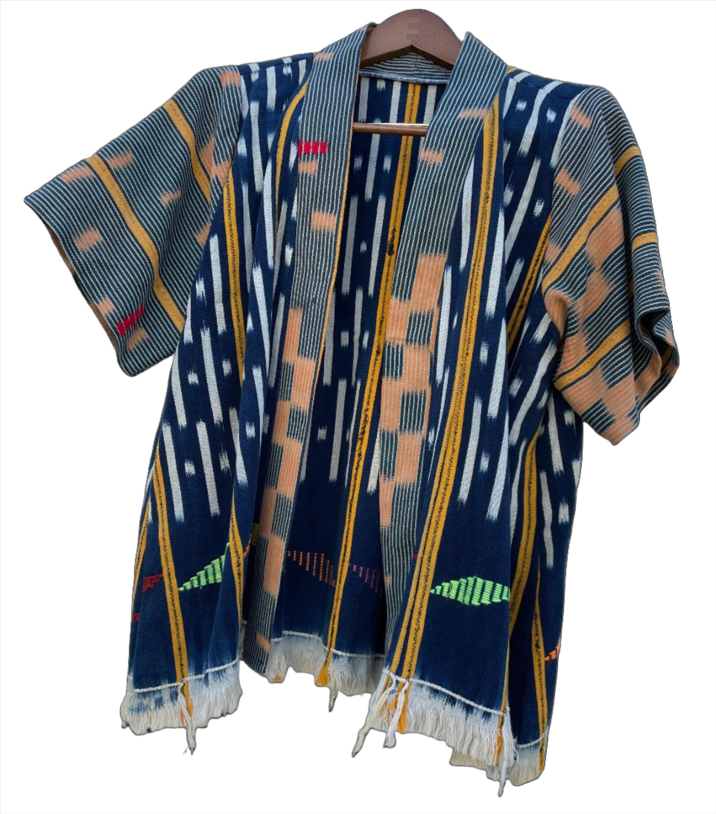 Handcrafted Art ; Mudcloth Clothing; Other African; Baule Textile Indigo Hand Dyed Poncho, Woven Cotton Mudcloth Clothing, African Indigo Vintage Textiles Poncho