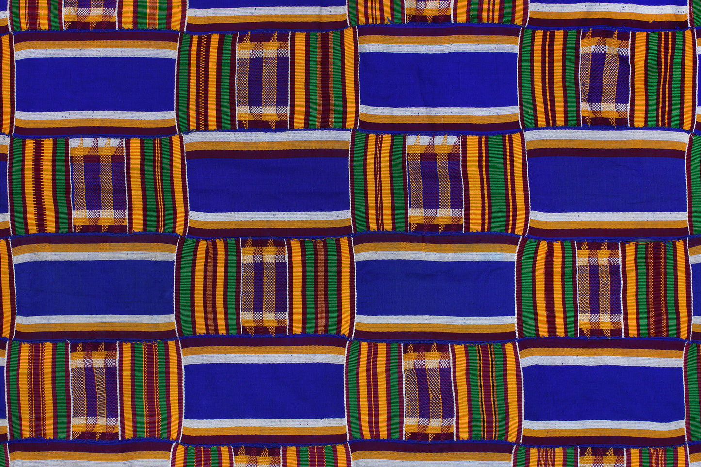 Tribal Textiles; Traditional; Collection; Other African; Extra Large, Authentic Ghana Kente, African Hand Dyed Rayon, Woven Cotton, Traditional Ashanti Men Wrap Cloth