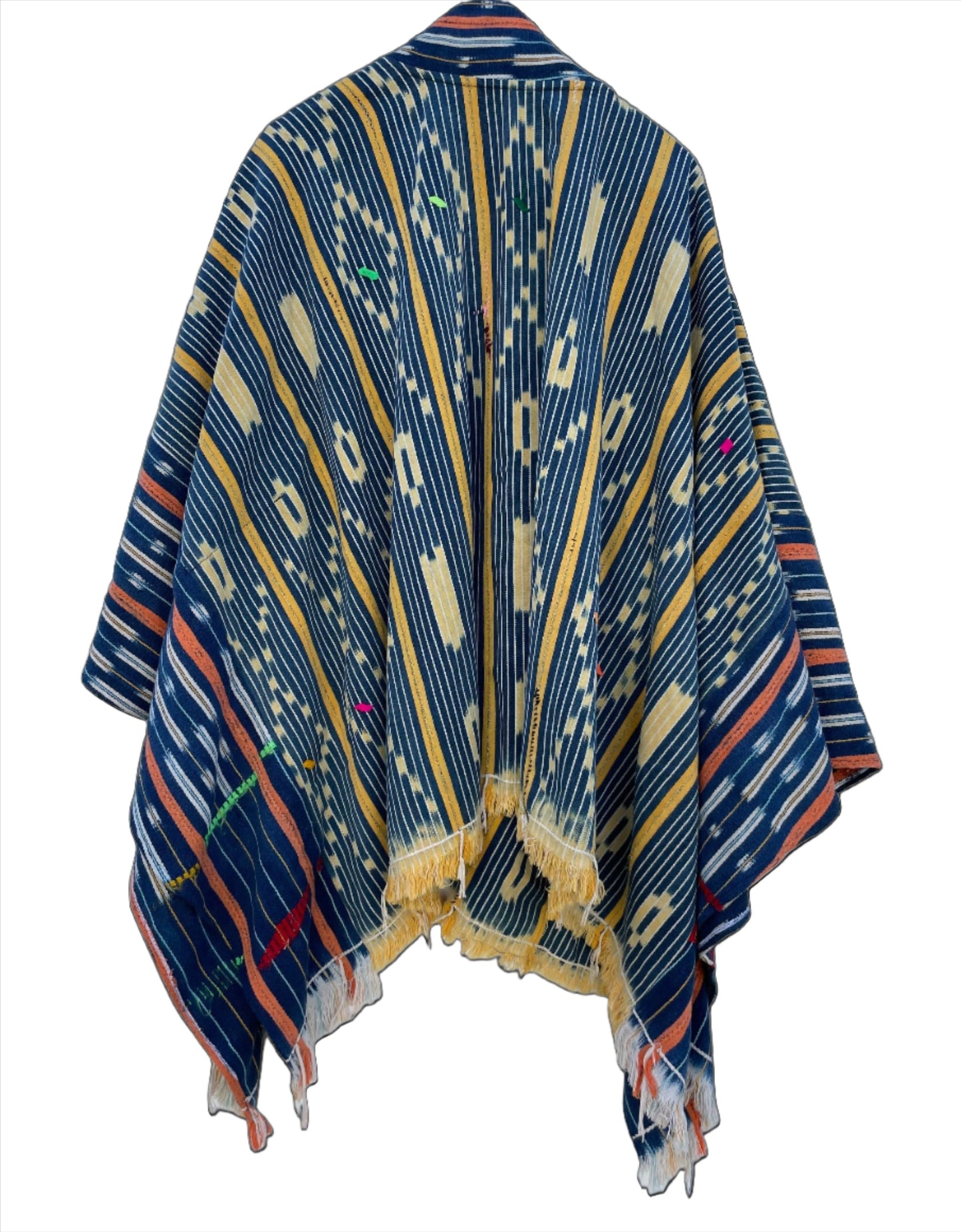 Handcrafted Art Mudcloth Clothing; Other African; Mudcloth Clothing Textiles Poncho, Vintage African Indigo Clothing, Baule Woven Cloth Poncho