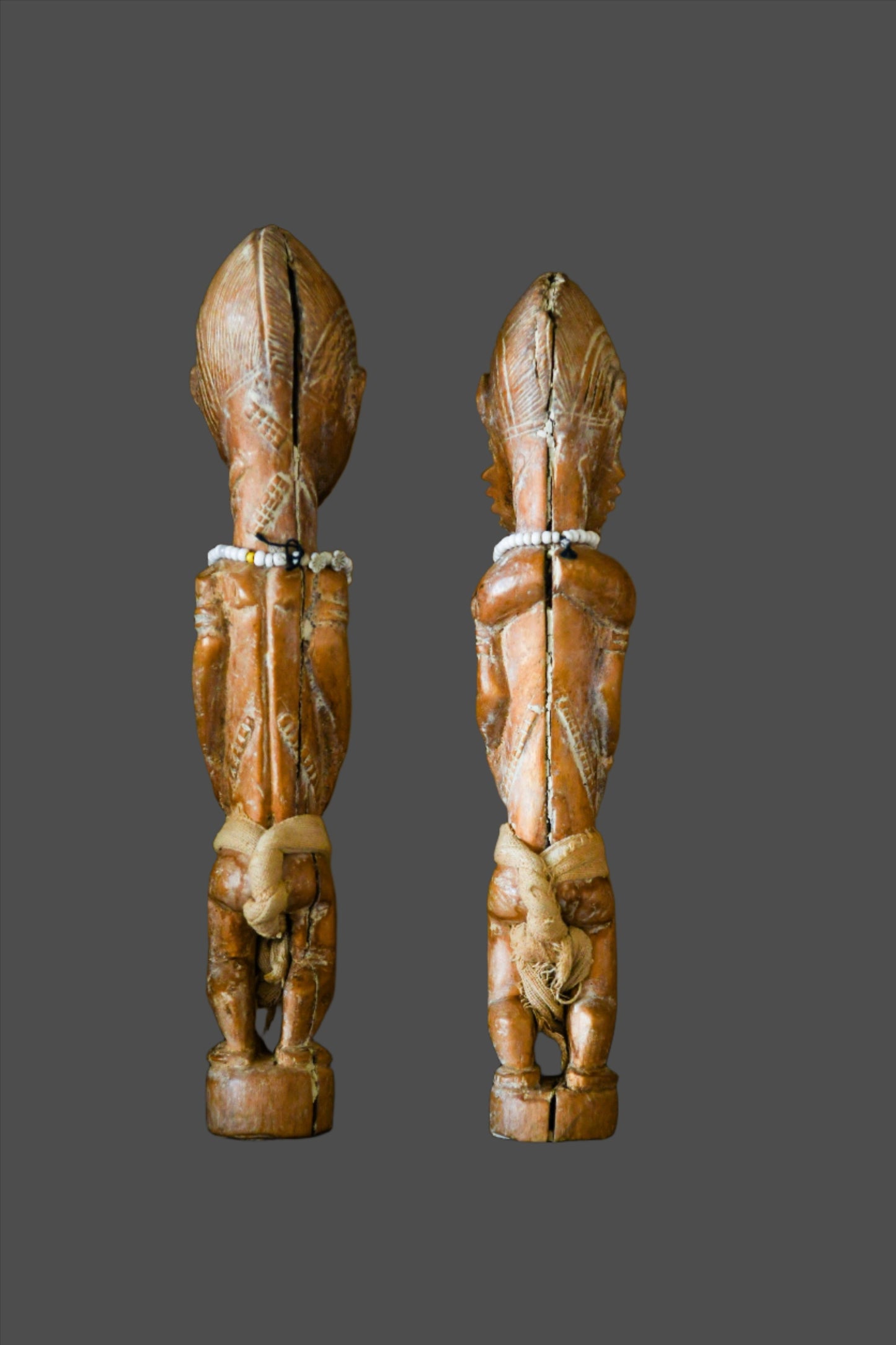 Tribal Art Sculpture; Original sculpture, Wood material; Used;Traditional; Folk Art; Other African ; Collectors' Pieces and Pieces; Artwork Decor; Pair of Baule Sculptures, Carved Wooden, African Statues Figures