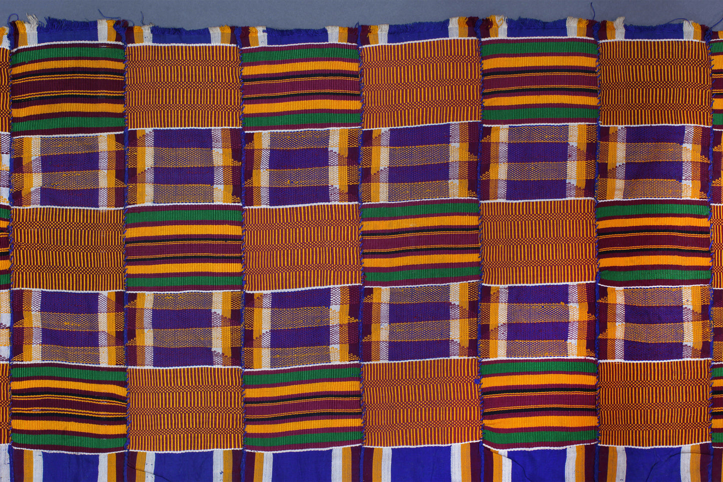 Tribal Textiles; Traditional; Collection; Other African; Extra Large, Authentic Ghana Kente, African Hand Dyed Rayon, Woven Cotton, Traditional Ashanti Men Wrap Cloth