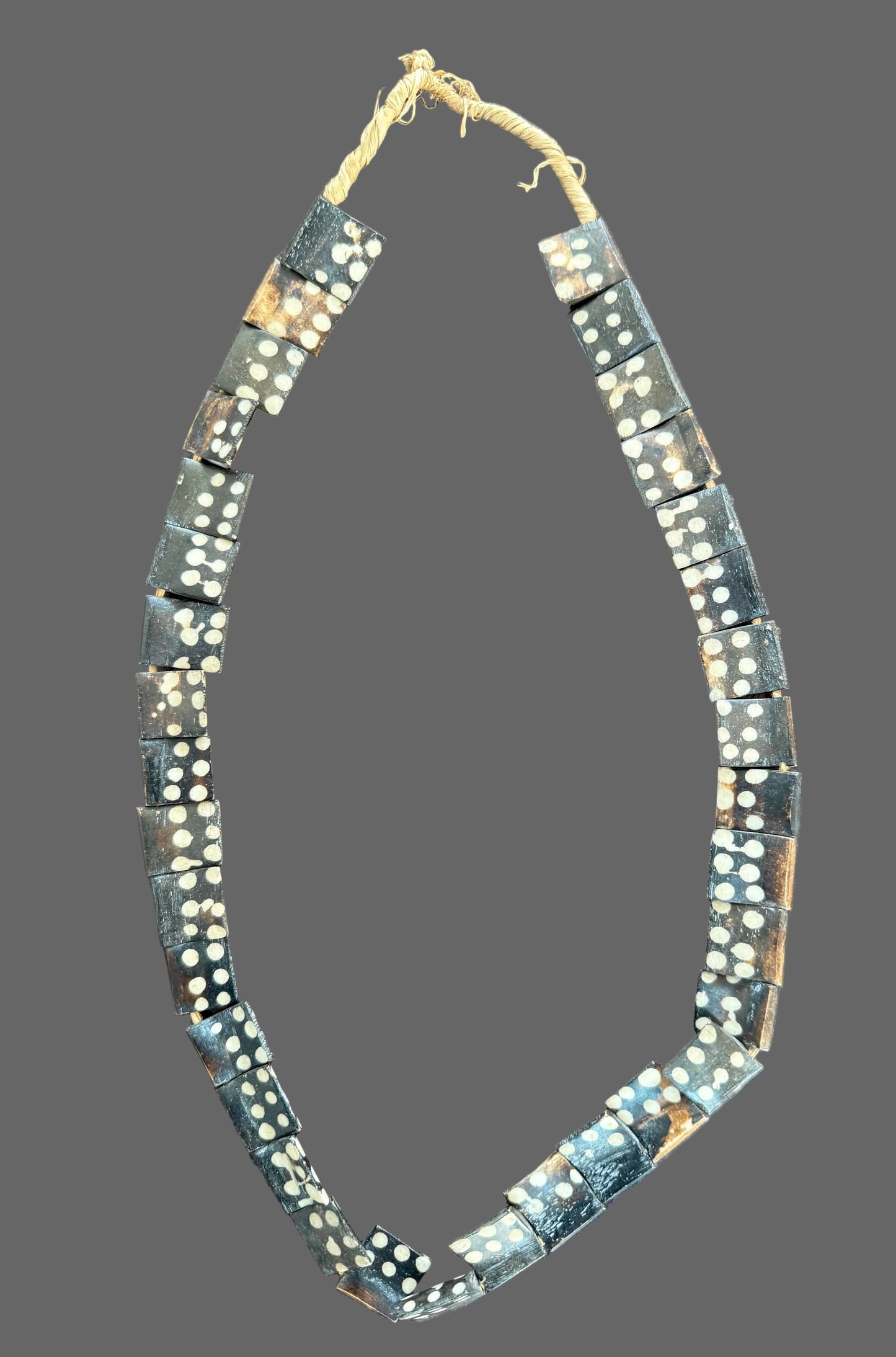 Trade Beads African Batik Bone Necklace, Long Strand Jewelry