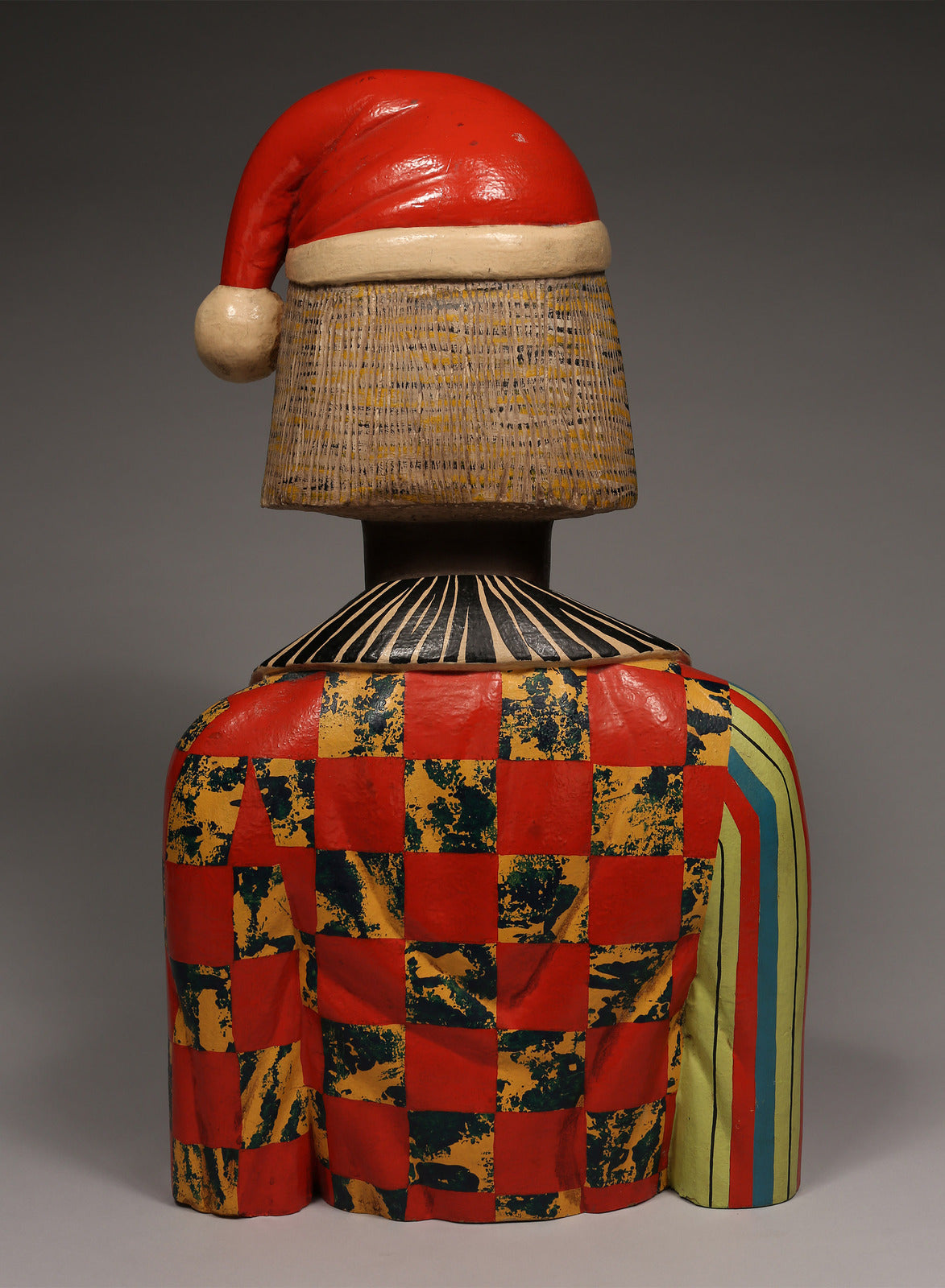 Handcrafted Sculptures and Statues;Collection; Other African; Hand Carved, Clown Santa, Wooden Painted, Decorative African Sculpture