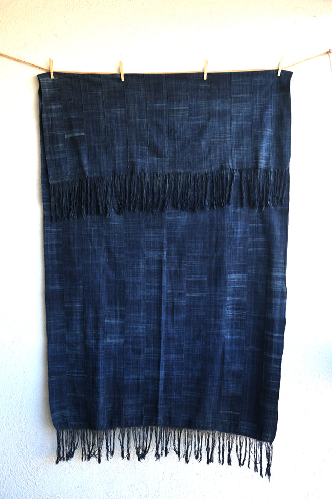 Handcrafted Art Textiles; Woven Fabrics; Other African; Indigo Based; Cotton; Traditional; Intricate Patterns; Home Decor; Indigo Solid Blue Cotton Fabric, Vintage West African Cotton Cloth, Hand Dyed Textile