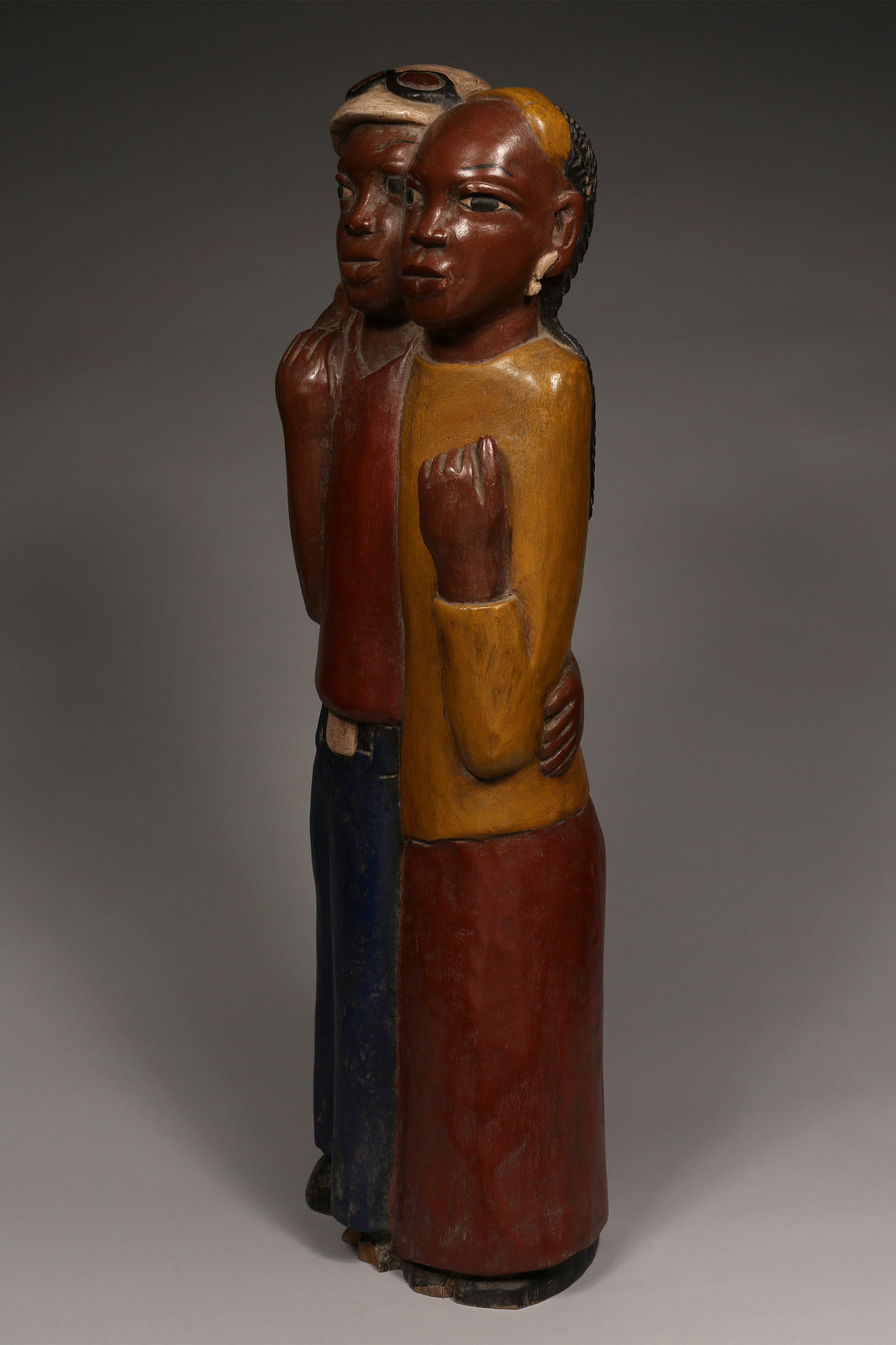 Handcrafted Sculptures and Statues;Collection; Other African; Decorative Friendship Sculpture, Handmade Painted Wooden, African Artwork