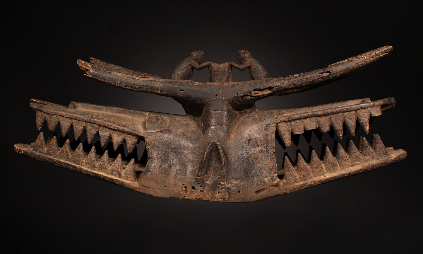 Tribal Masks; Traditional; Collection; Other African; Masks in costumes; African Senufo Janus Firespitter Helmet Mask, Crafted Wood