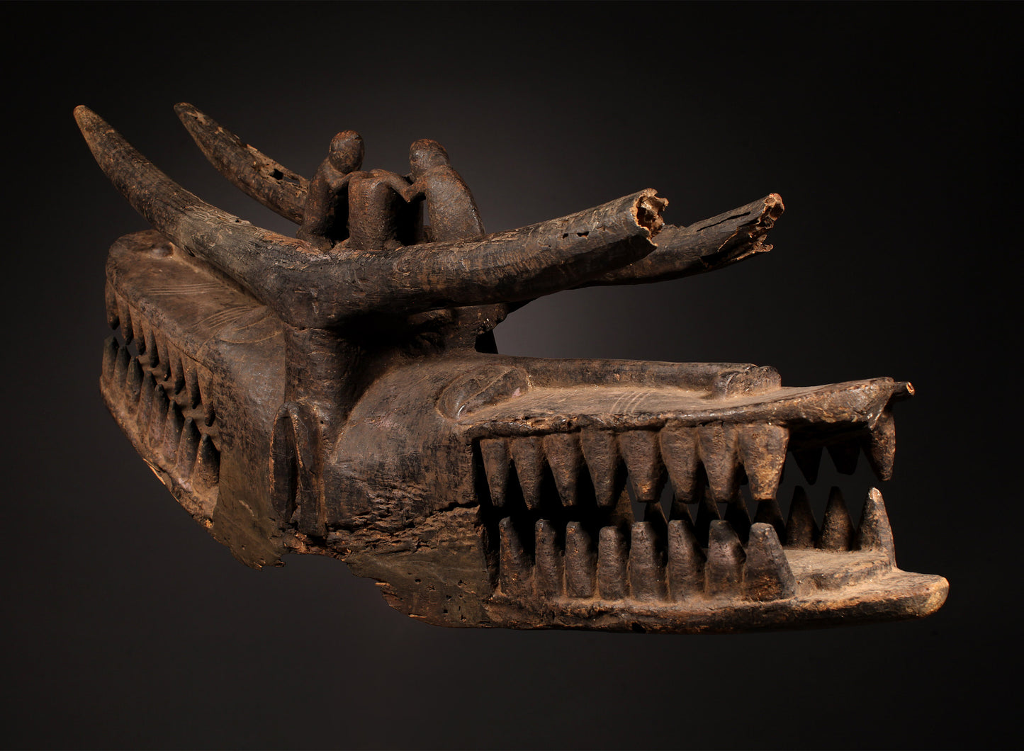Tribal Masks; Traditional; Collection; Other African; Masks in costumes; African Senufo Janus Firespitter Helmet Mask, Crafted Wood
