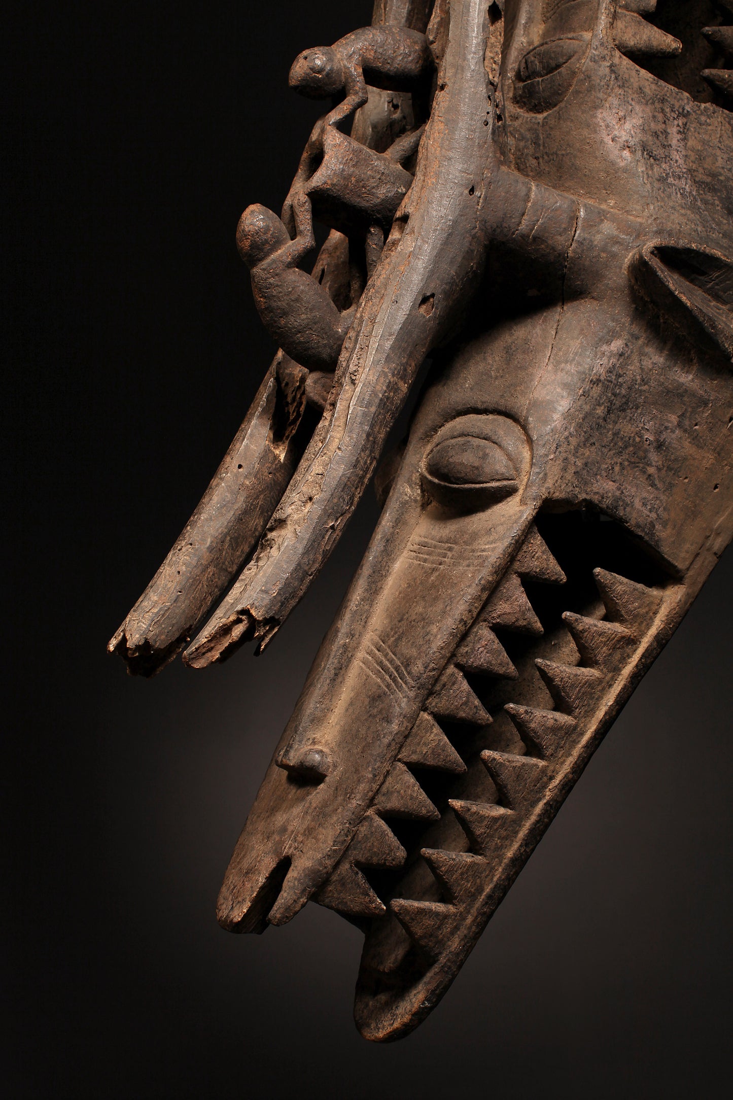 Tribal Masks; Traditional; Collection; Other African; Masks in costumes; African Senufo Janus Firespitter Helmet Mask, Crafted Wood