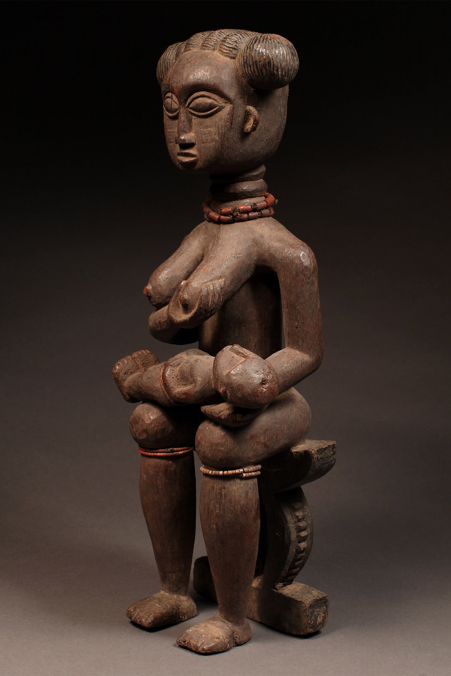 Tribal Art Sculpture; Original sculpture, Wood material; Used;Traditional; Folk Art; Other African ; Collectors' Pieces and Pieces; Artwork Decor; Ashanti, Asante, Maternity Figure, Carved Wood, Ghana, African