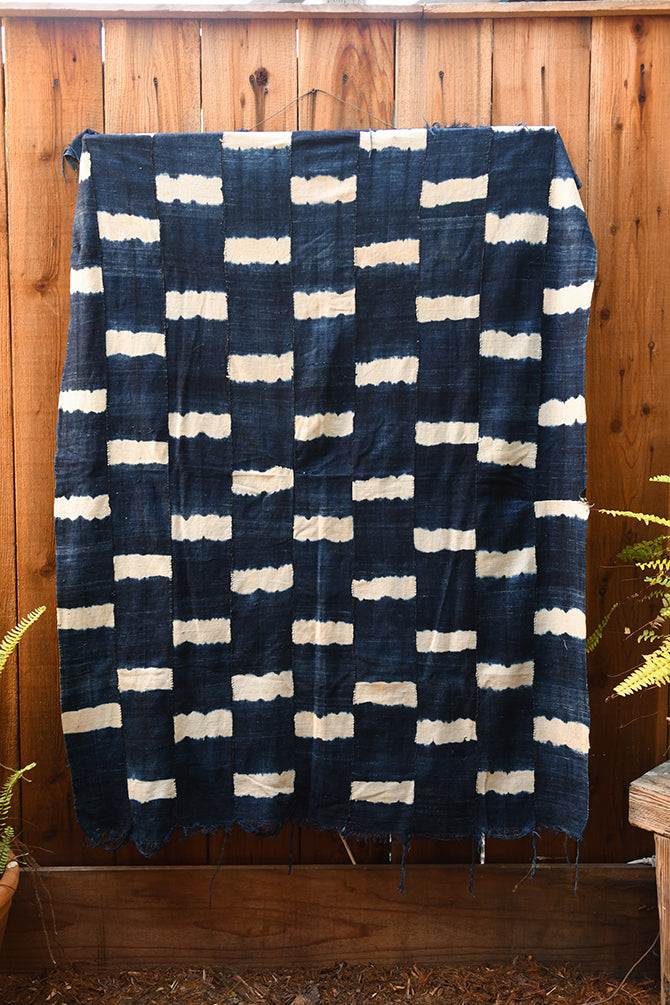 Handcrafted Art Textiles; Woven Fabrics; Other African; Indigo Based; Cotton; Traditional; Intricate Patterns; Home Decor; Hand Dyed Indigo Blue Fabric, Traditional African Cotton Textile Tie Dye, Home Decor