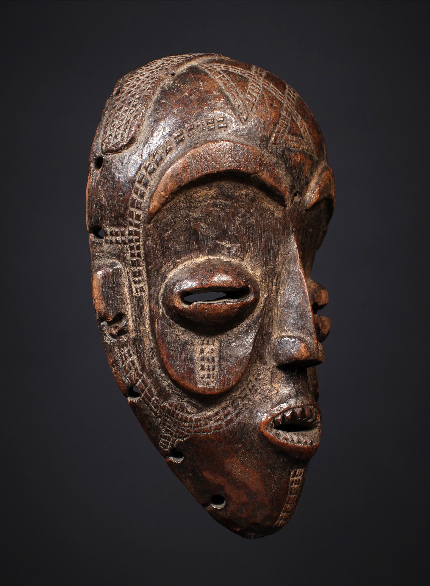 Tribal Masks; Traditional; Collection; Other African; Masks in costumes; Chokwe Mask, Wood, D.R Congo, African Art