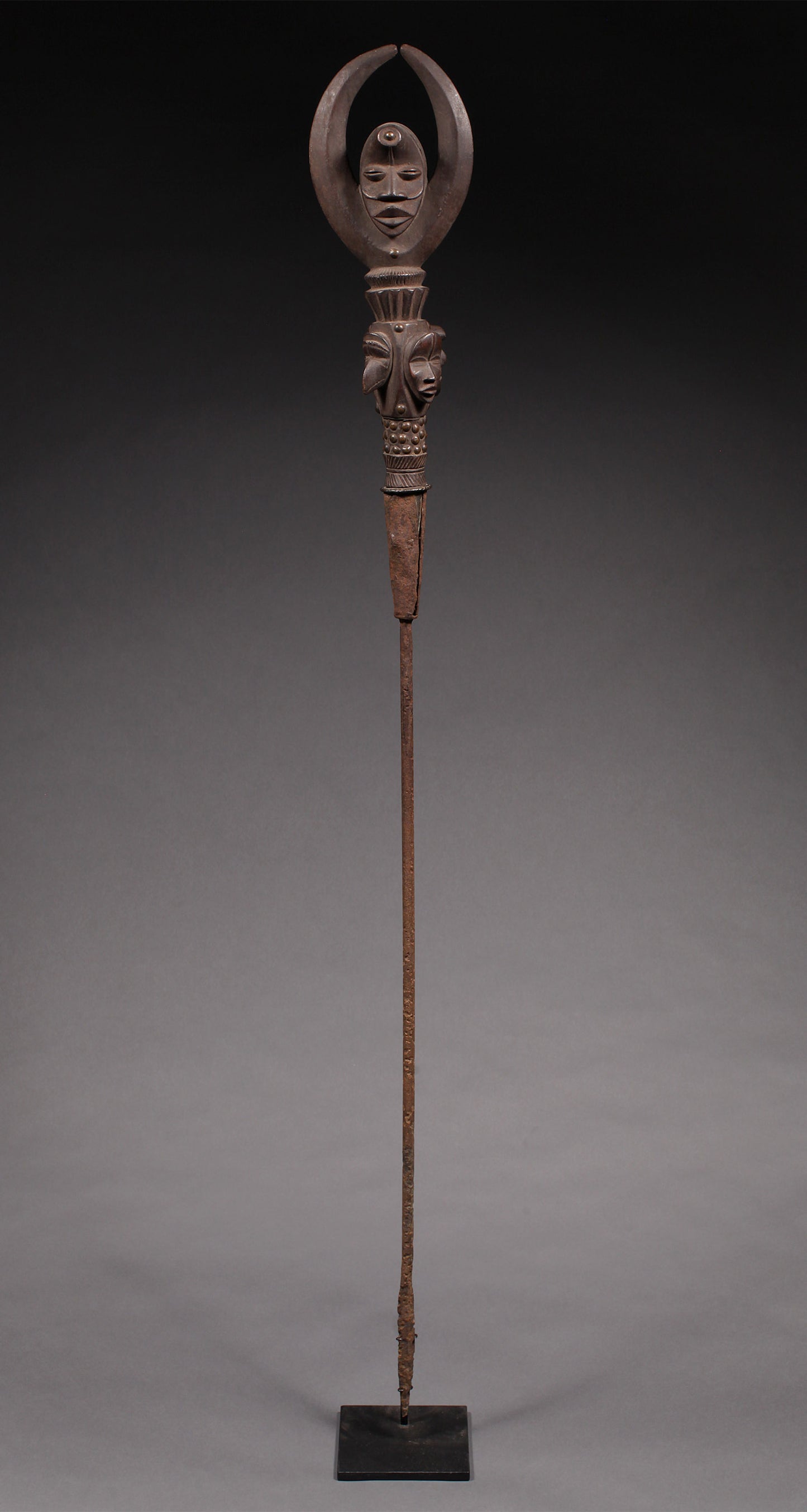 Tribal Objects; Artwork; Collection; Other African; Prestige Object Depicting Masks, Carved Wood, Iron, Dan Tribe, African Art