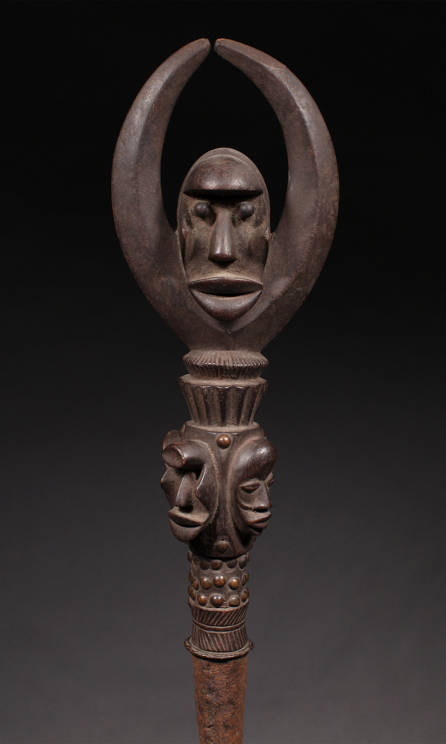 Tribal Objects; Artwork; Collection; Other African; Prestige Object Depicting Masks, Carved Wood, Iron, Dan Tribe, African Art