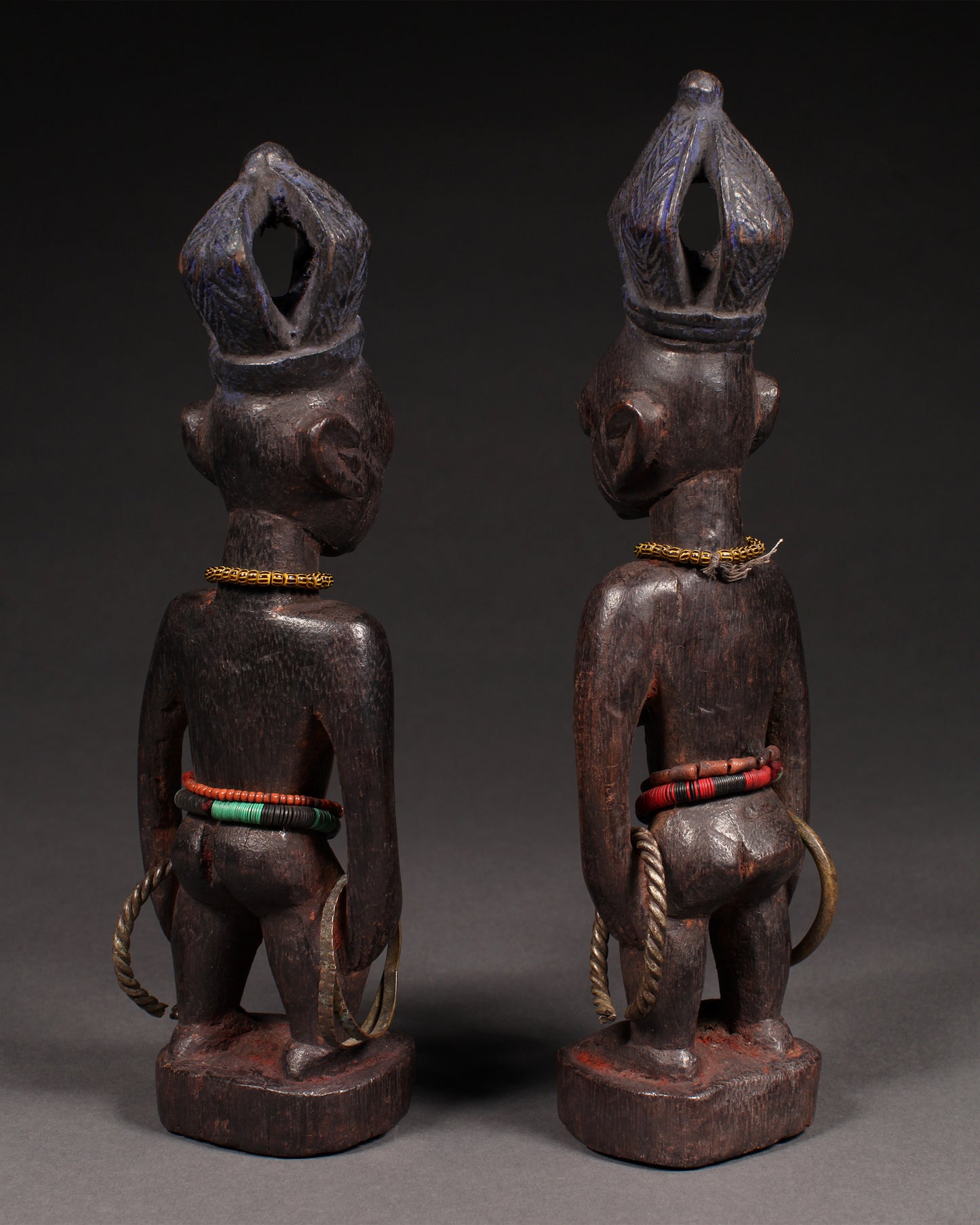 Tribal Sculptures and Statues;Traditional; Collection; Other African; African Ibeji Twin Figures,Yoruba Tribe, Nigeria, Carved Wood