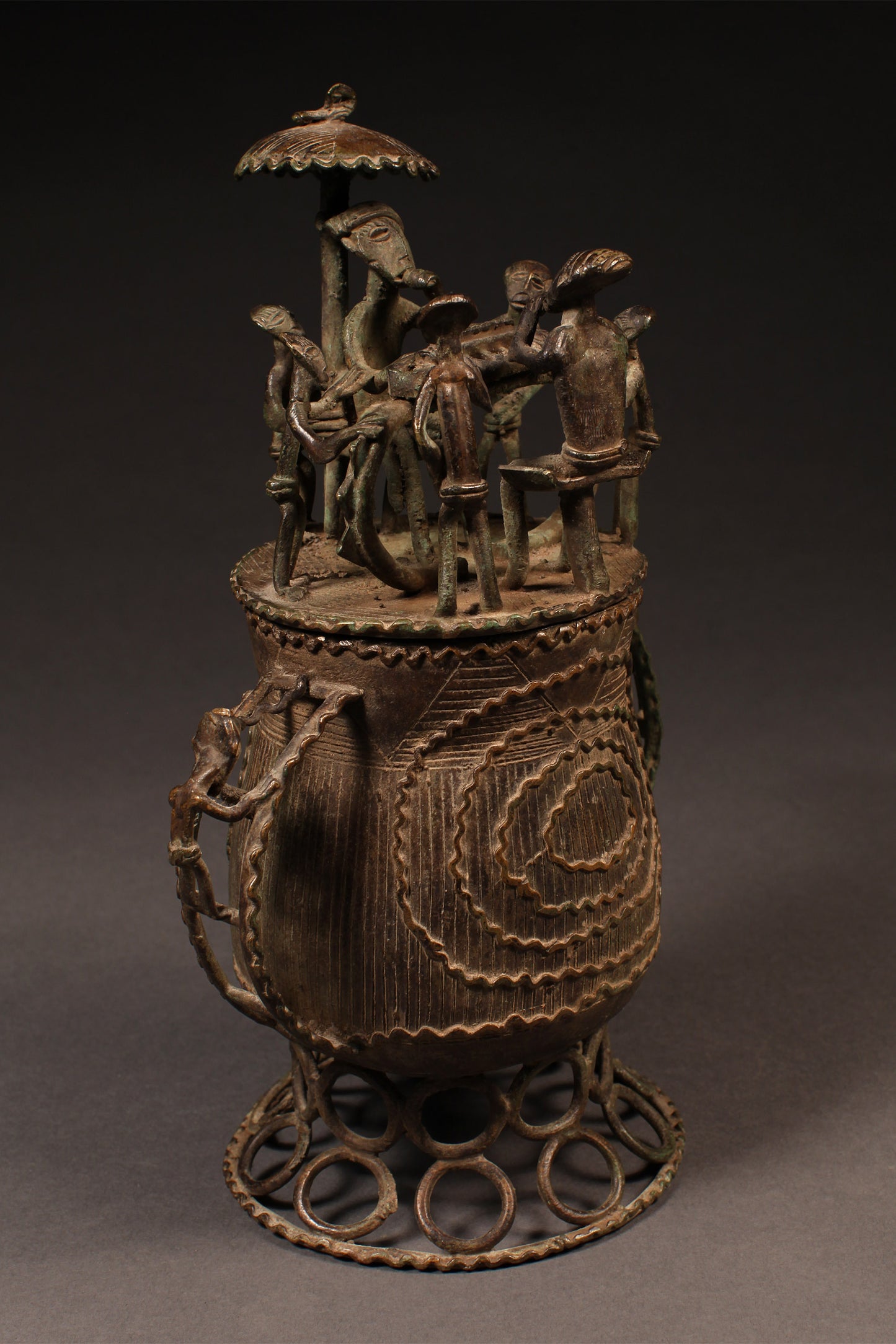 Tribal Objects; Artwork; Collection; Other African; Kuduo Lidded Vessel, Crafted Brass Cast Asante, Ashanti Tribe, Ghana, African Art