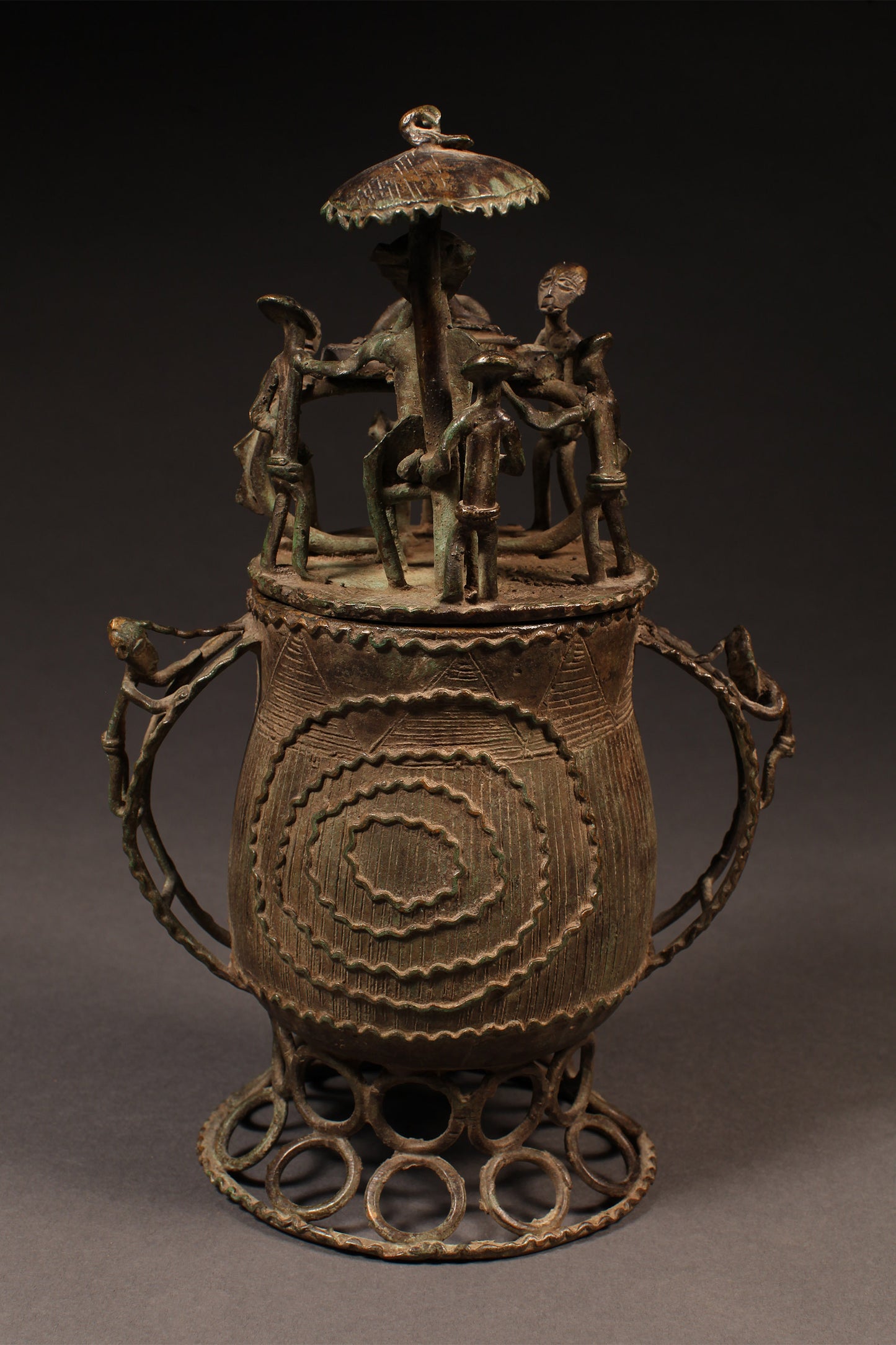 Tribal Objects; Artwork; Collection; Other African; Kuduo Lidded Vessel, Crafted Brass Cast Asante, Ashanti Tribe, Ghana, African Art