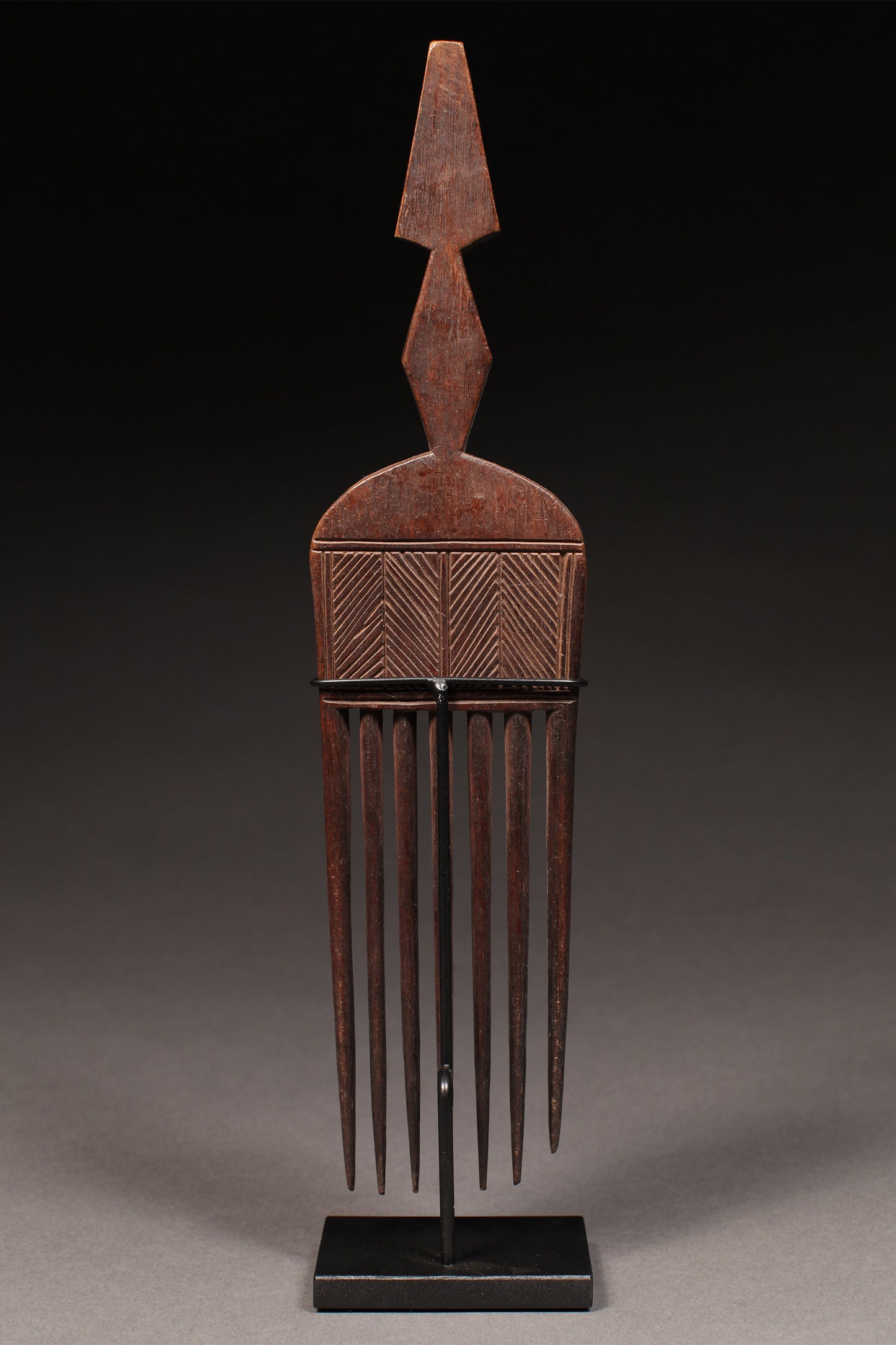 Tribal Objects; Artwork; Collection; Other African; Comb with Geometric Incisions, Carved Wood, Ashanti, Asante, Ghana, African Artifact Sculpture