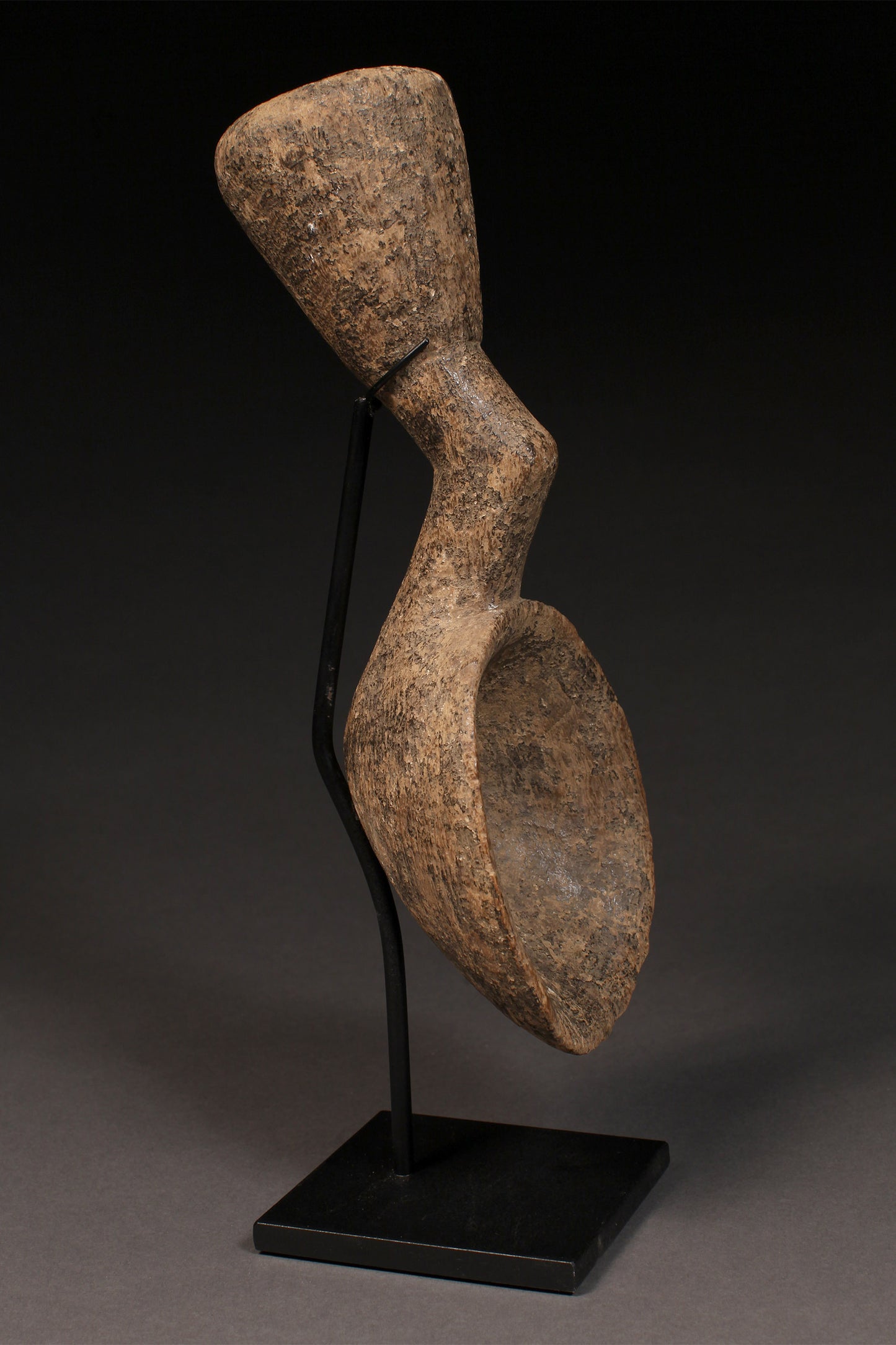 Tribal Objects; Artwork; Collection; Other African; Geometric Ceremonial Ladle Spoon, Carved Wood, Kulango Tribe, African Sculpture Object