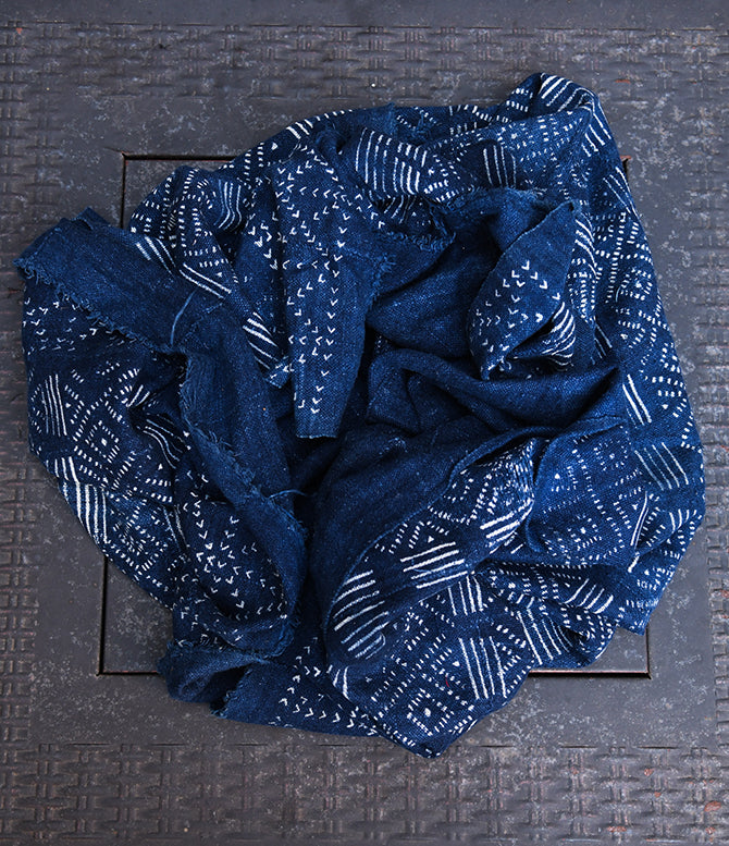 Handcrafted Textiles - Handmade - Vintage - African Art - Home Decor - Living Room - Indigo Resist Dyed - Cotton - Blue - Dogon