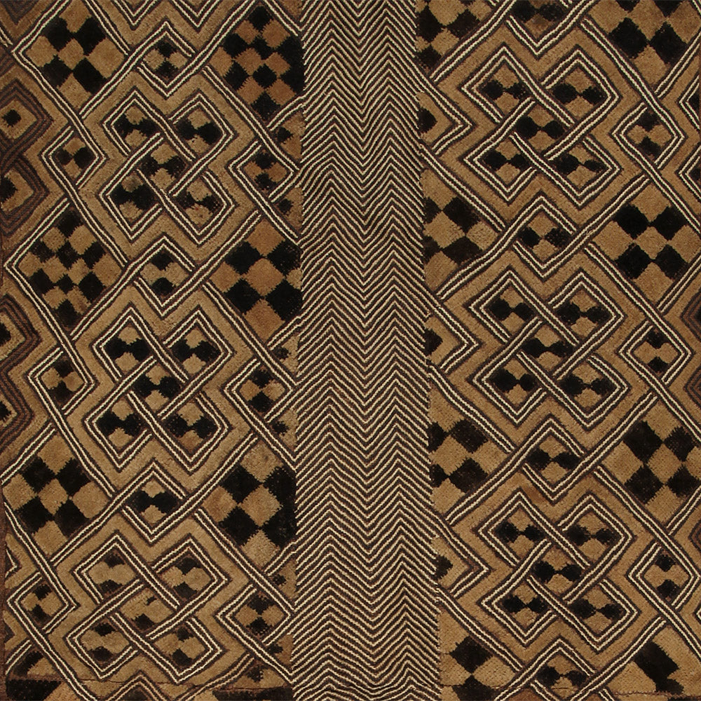 Tribal Textiles; Traditional; Collection; Other African; Kuba Shoowa Overskirt Textile, Cut-pile Embroidery, Raffia Cloth, Wall Decor, African Tapestry