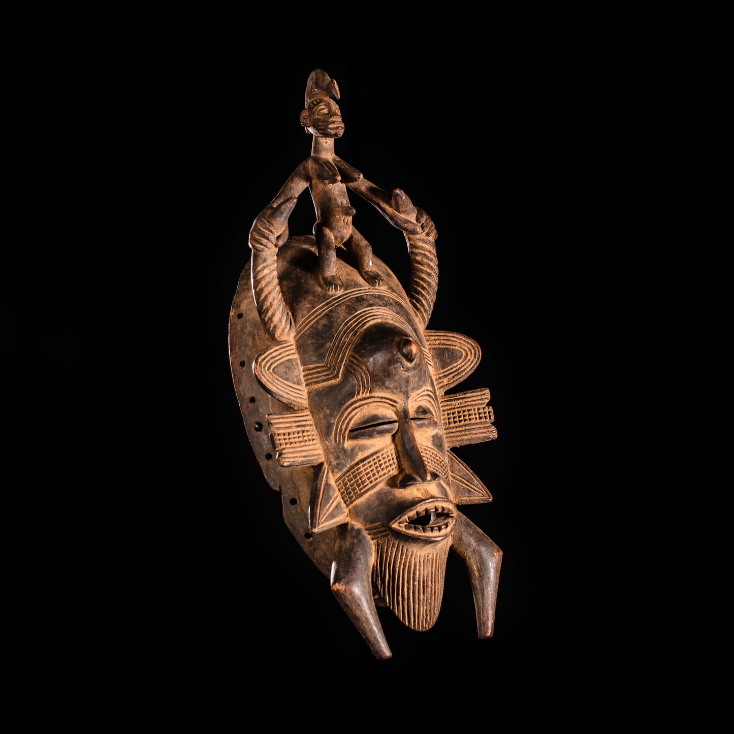 Tribal Masks; Traditional; Collection; Other African; Masks in costumes; Kpelie Face African Mask, Senufo Tribe, Wood