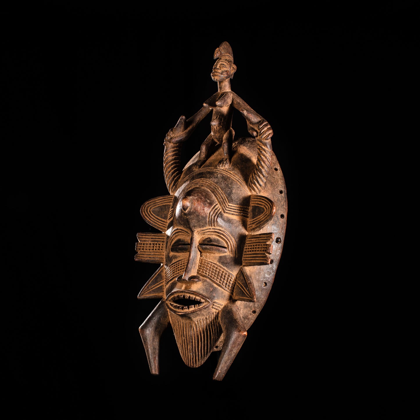 Tribal Masks; Traditional; Collection; Other African; Masks in costumes; Kpelie Face African Mask, Senufo Tribe, Wood