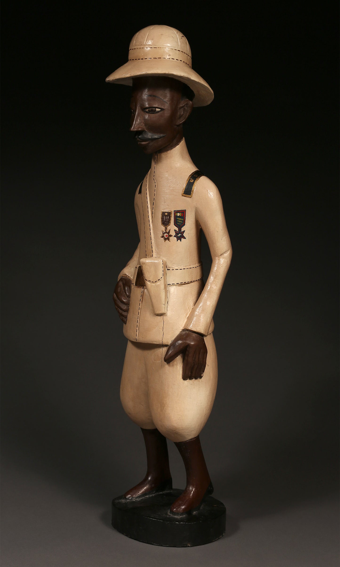 Handcrafted Sculptures and Statues;Collection; Other African; Military Officer Carved Wood Painted, Crafted Sculpture, African Artwork