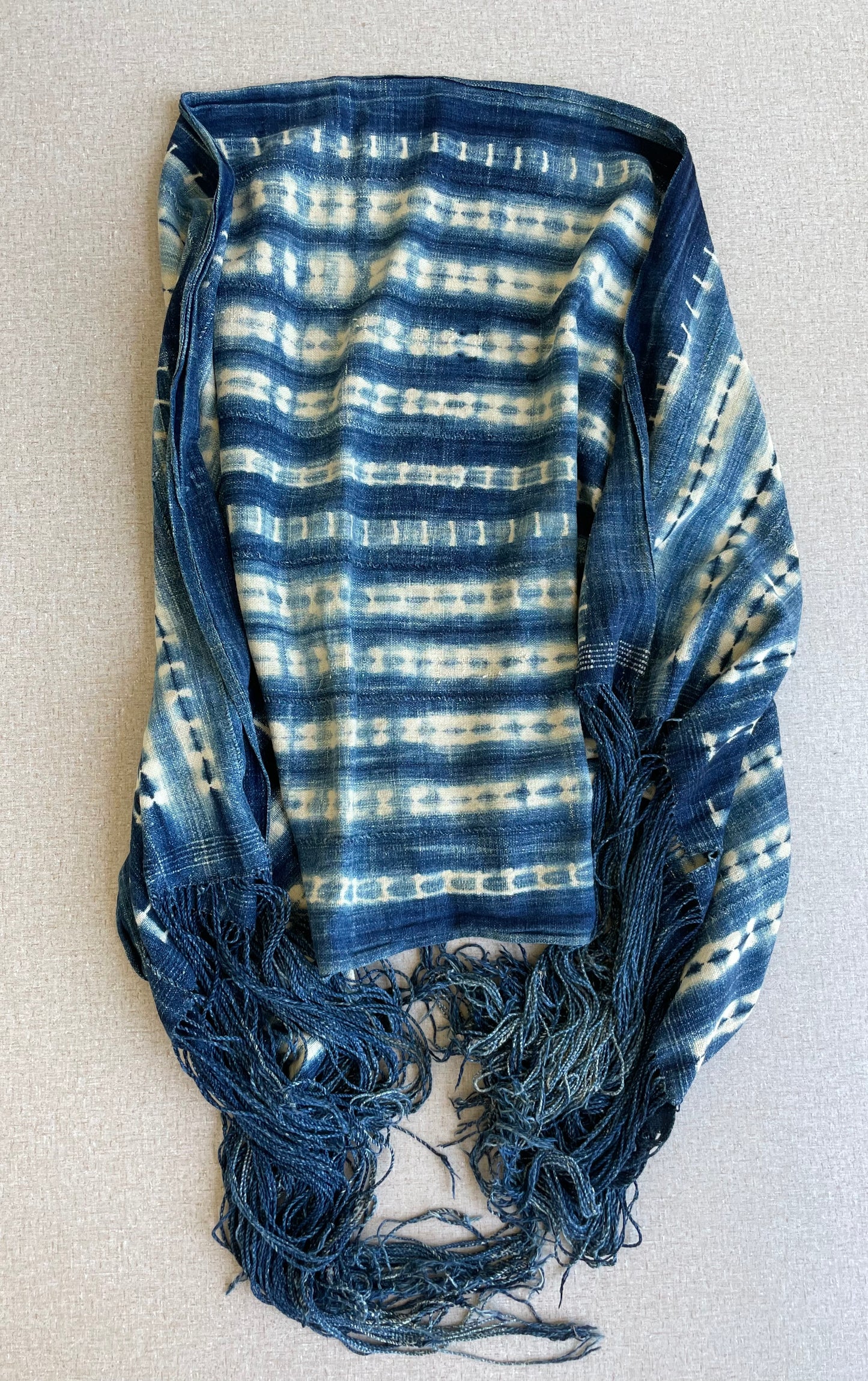 Handcrafted Textiles - Fabric - African Art - Indigo - Cotton - Used - Scarf