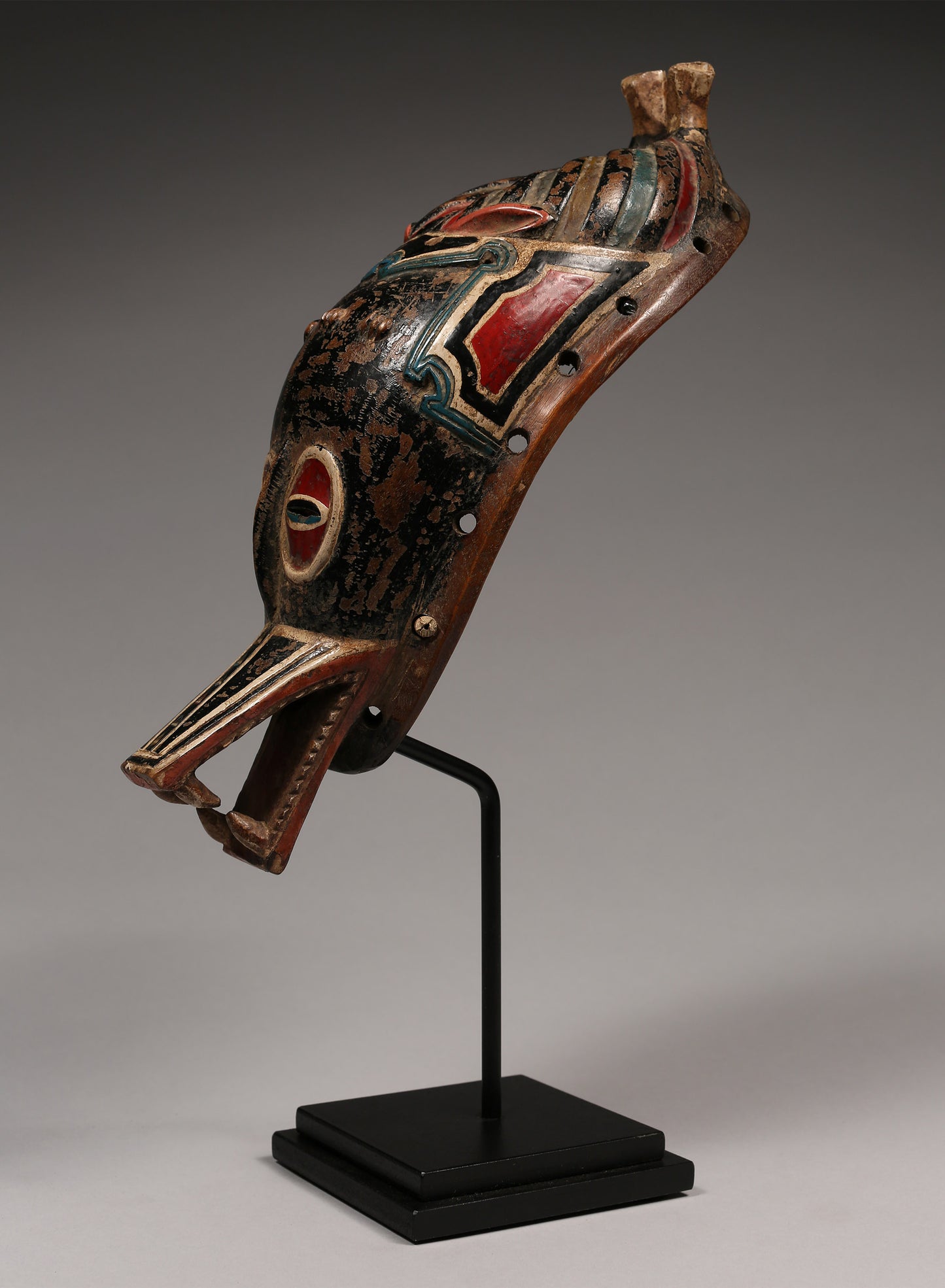 Tribal Masks; Traditional; Collection; Other African; Masks in costumes; African Mask Representing Zamble Guro Tribe, Wood, Paint, Natural Pigment