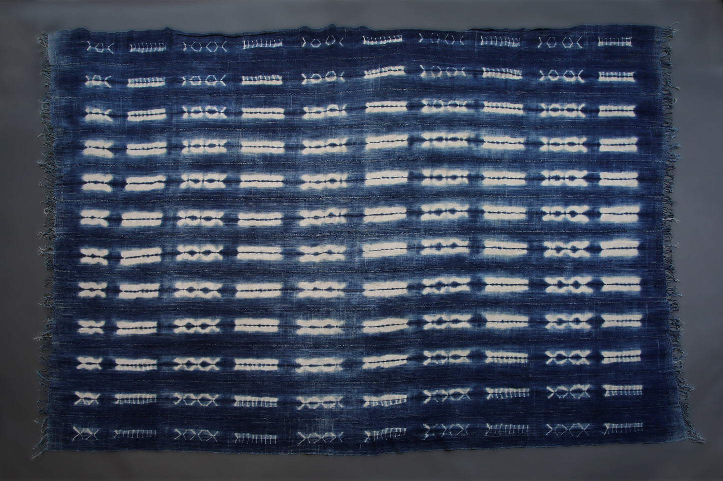 Handcrafted Textiles;Woven Fabrics Of Jute Or Of Other Textile Bast Fibers;Hand Dyed Indigo Blue White Vintage Cloth, African Cotton Fabric, Tie Dye Shibori Pattern