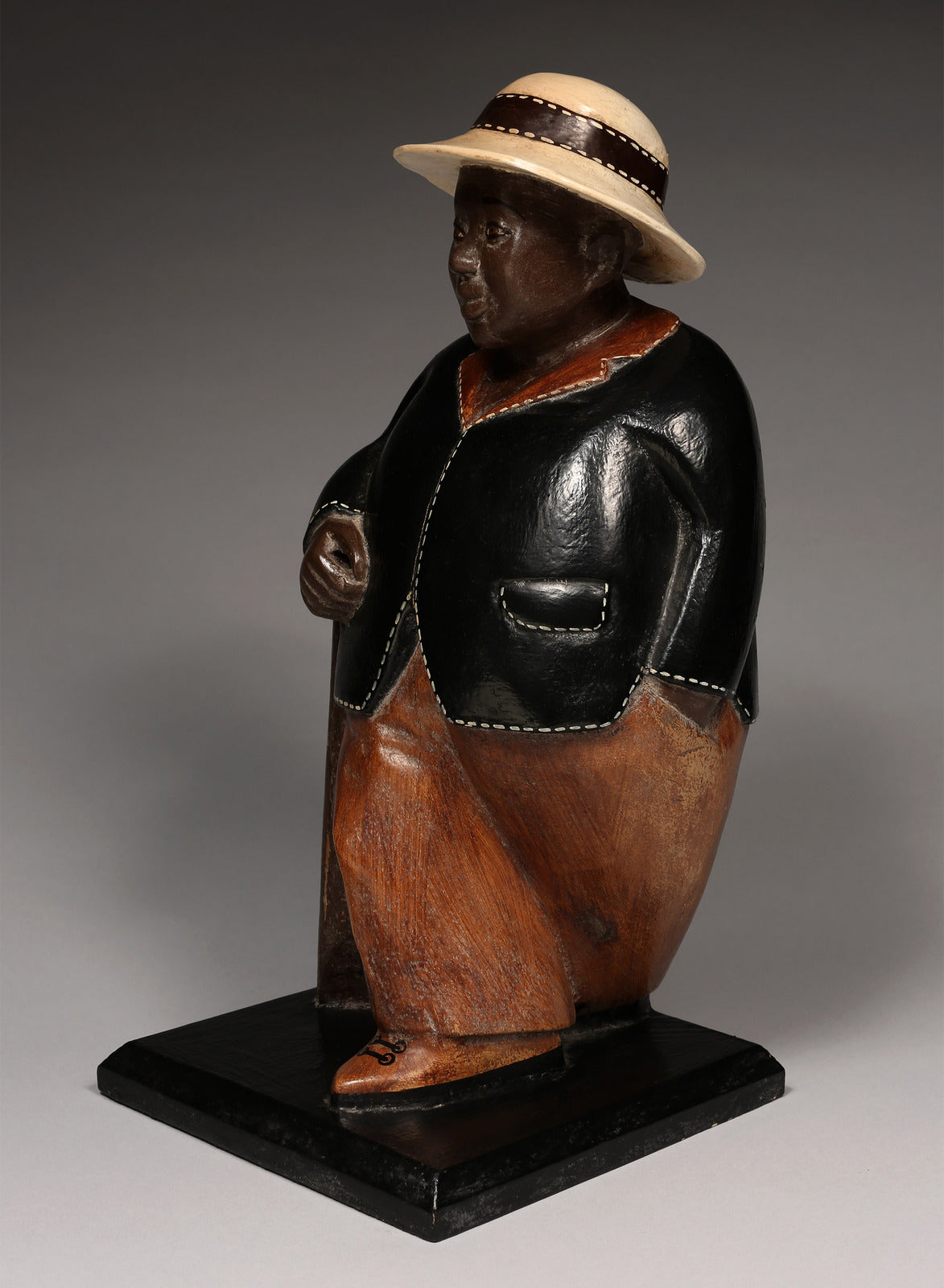 Handcrafted Sculptures and Statues;Collection; Other African; Gentleman Sculpture, Carved Painted Wood, African Decor