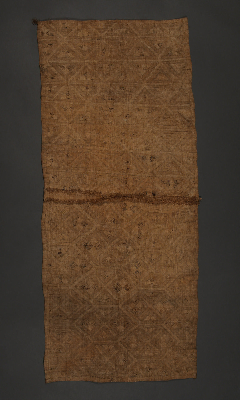 Tribal Textiles; Shoowa Overskirt Textile Kuba Tribe, D.R. Congo Embroidered Cut-pile raffia