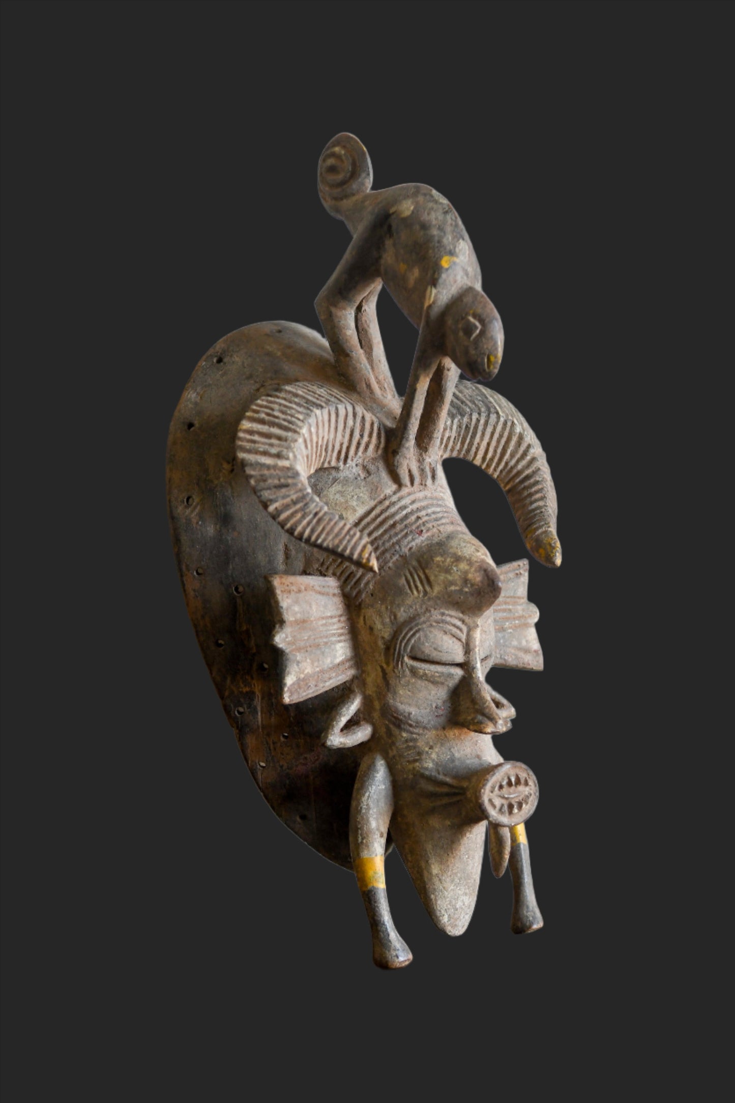 Tribal Masks; Traditional; Collection; Other African; Masks in costumes; Senufo African Kpelie Face Mask, Hand Carved Wood