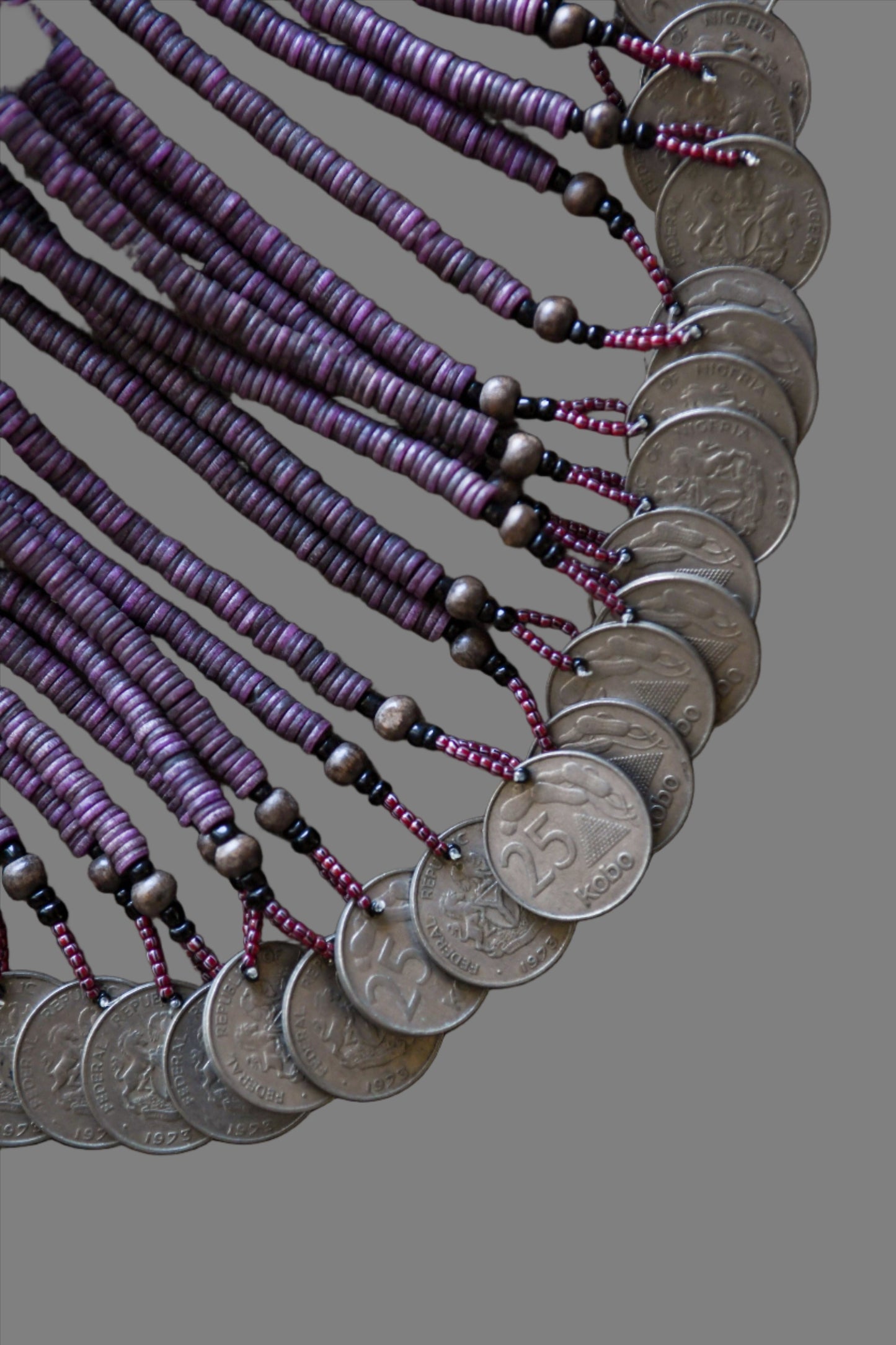 Tribal Necklaces - African Plural Art - African Art - Necklaces - Jewelry - Tribal Silver Coins African Beaded Necklace