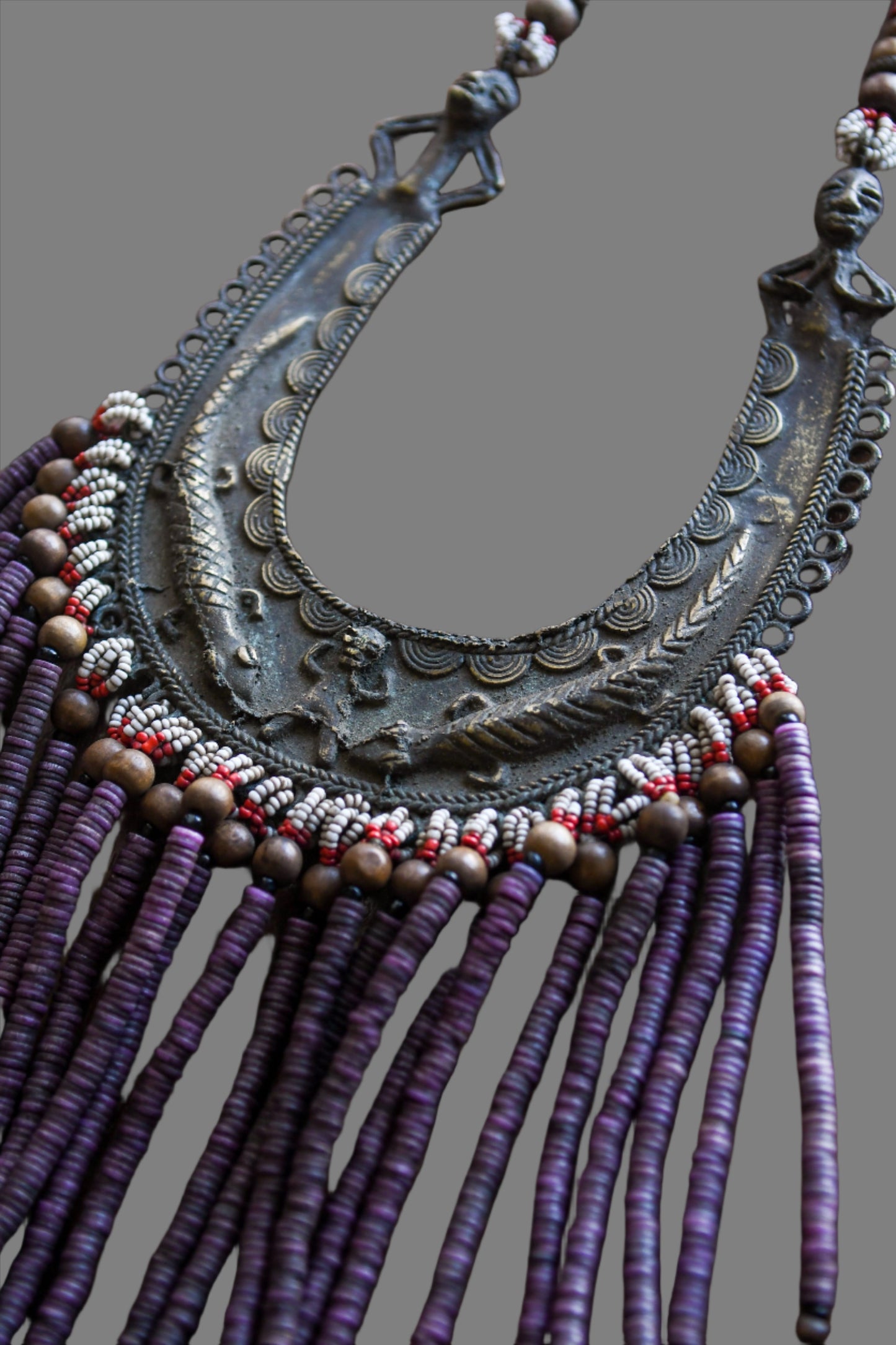 Tribal Necklaces - African Plural Art - African Art - Necklaces - Jewelry - Tribal Silver Coins African Beaded Necklace
