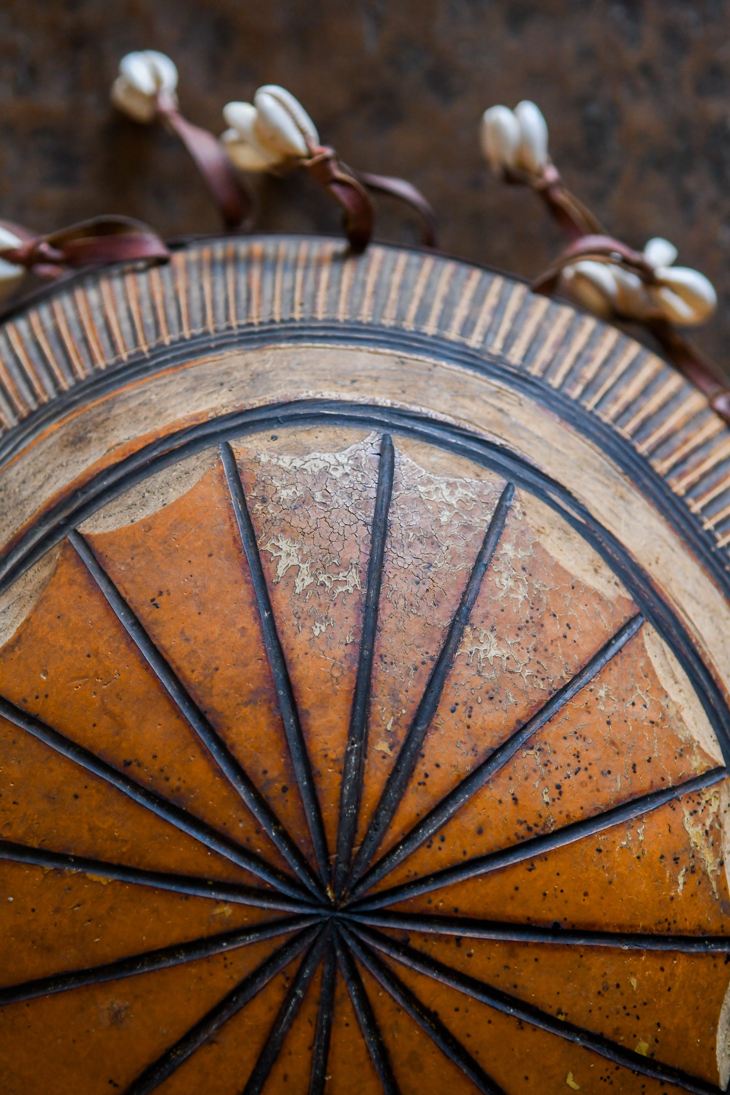 Tribal Objects; Artwork; Collection; Other African; African Calabash Bowl Cowrie Shell, Tribal Instrument Object, Folk Art