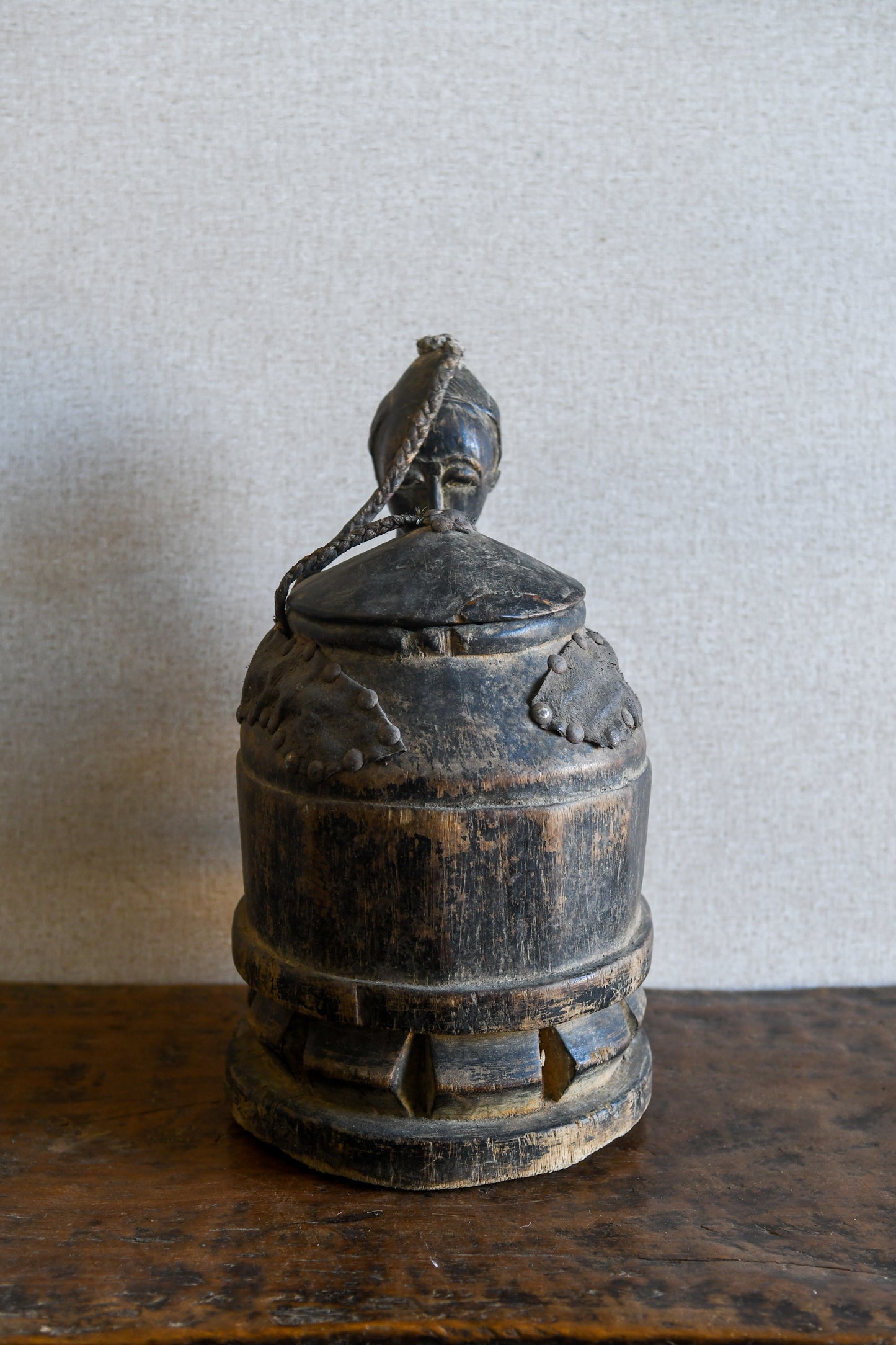 Tribal Objects - African Tribal Art - Ancient Ceremonial Art - Handcrafted Artifacts - Masks - Wood Sculptures - Iron Bronze Objects - Textiles - Art Pieces - African Folk Art - This unique Baule Divination Bowl Figure is an authentic piece of African art. It is an old carved wooden figure, crafted by highly skilled artisans, and is sure to make a statement in any space. The Divination Lidded Vessel Bowl is a perfect addition to any collection of sculptures and objects.Height : 15 inchesDepth: 4 inches