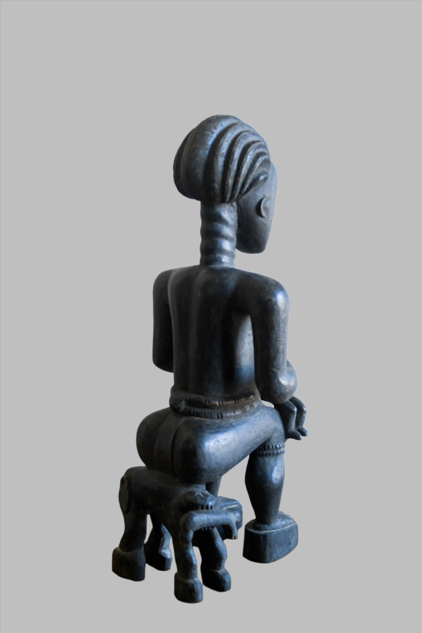 Tribal Art Sculpture; Original sculpture, Wood material; Used;Traditional; Folk Art; Other African ; Collectors' Pieces and Antiques; Ethnographic Pieces; Artwork Decor; Ashanti Seated Maternity Figure, Carved Wood, African Sculpture