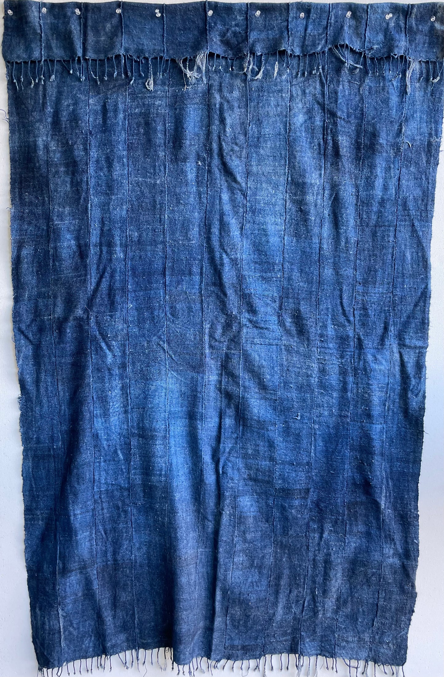 Handcrafted Art Textiles; Woven Fabrics; Other African; Indigo Based; Cotton; Traditional; Intricate Patterns; Home Decor; Indigo Solid Blue Textile Fabric, Woven Cotton, Vintage Blue Textile, West African