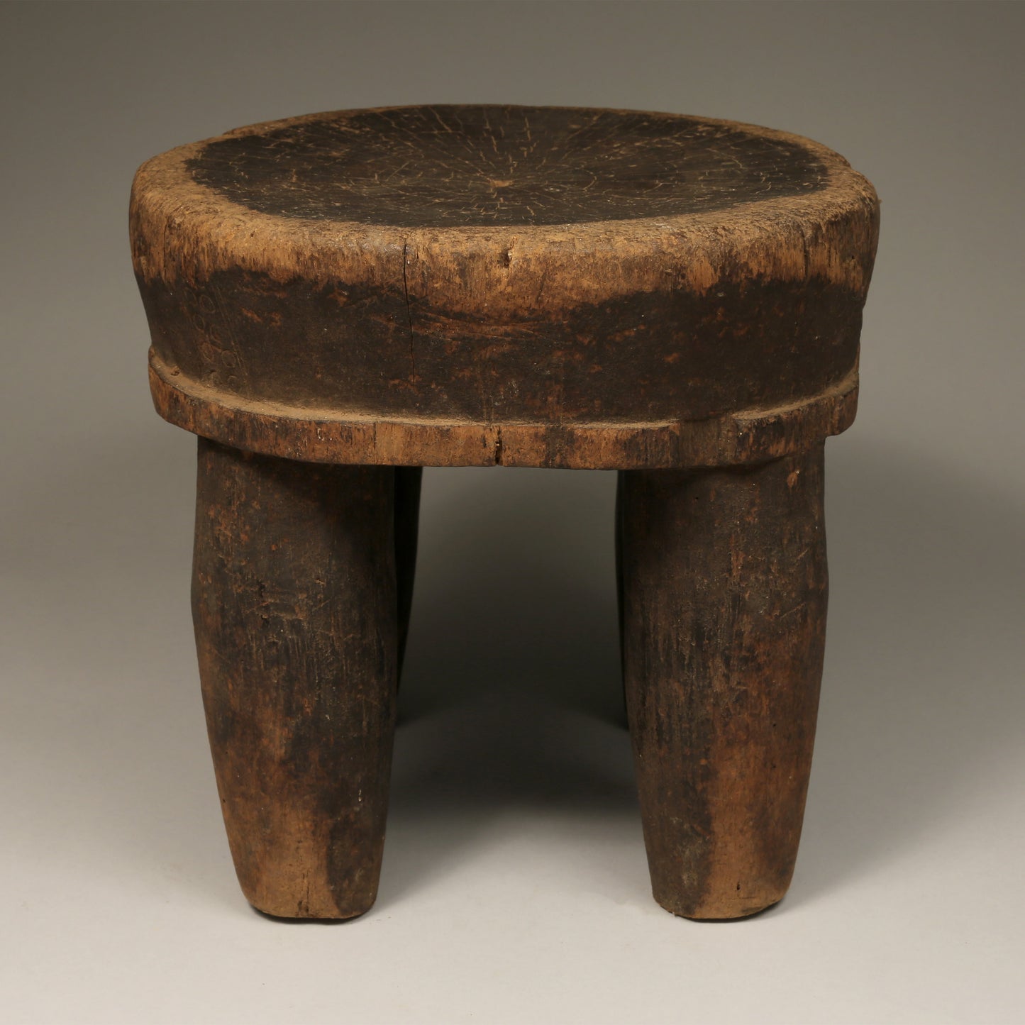 Tribal furniture; Old African Low Stool Senufo Tribe, Ivory Coast Wood