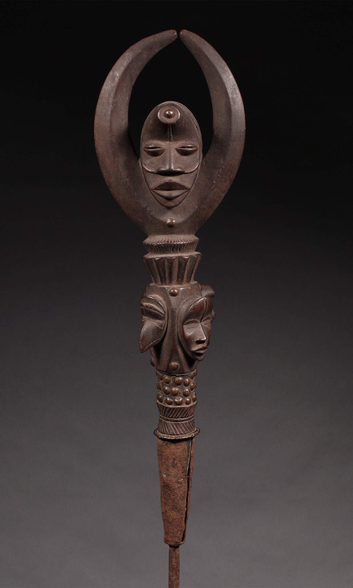 Tribal Objects; Artwork; Collection; Other African; Prestige Object Depicting Masks, Carved Wood, Iron, Dan Tribe, African Art