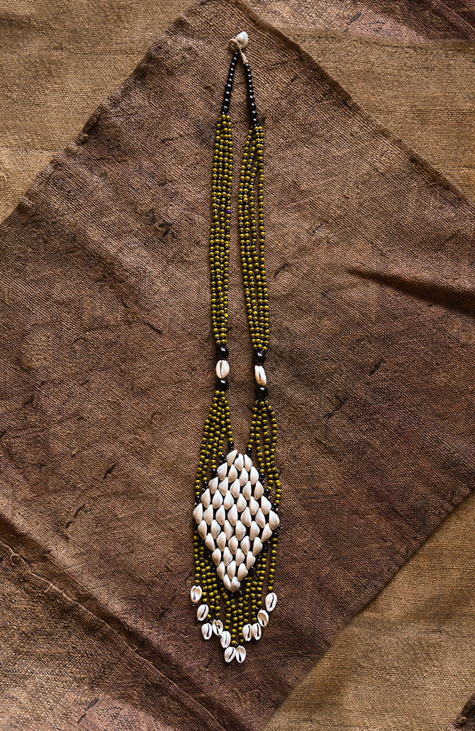 Handcrafted Necklaces - African Plural Art - African Art - Necklaces - Jewelry - Tribal African Statement Jewelry Necklace, Cowrie Shell Beads Pendant