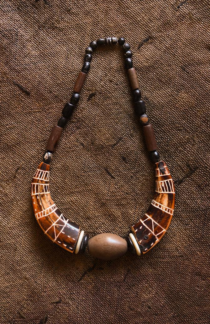 Handcrafted Necklaces - African Plural Art - African Art - Necklaces - Jewelry - African Tribal Collar Jewelry, Bone Beads Necklace
