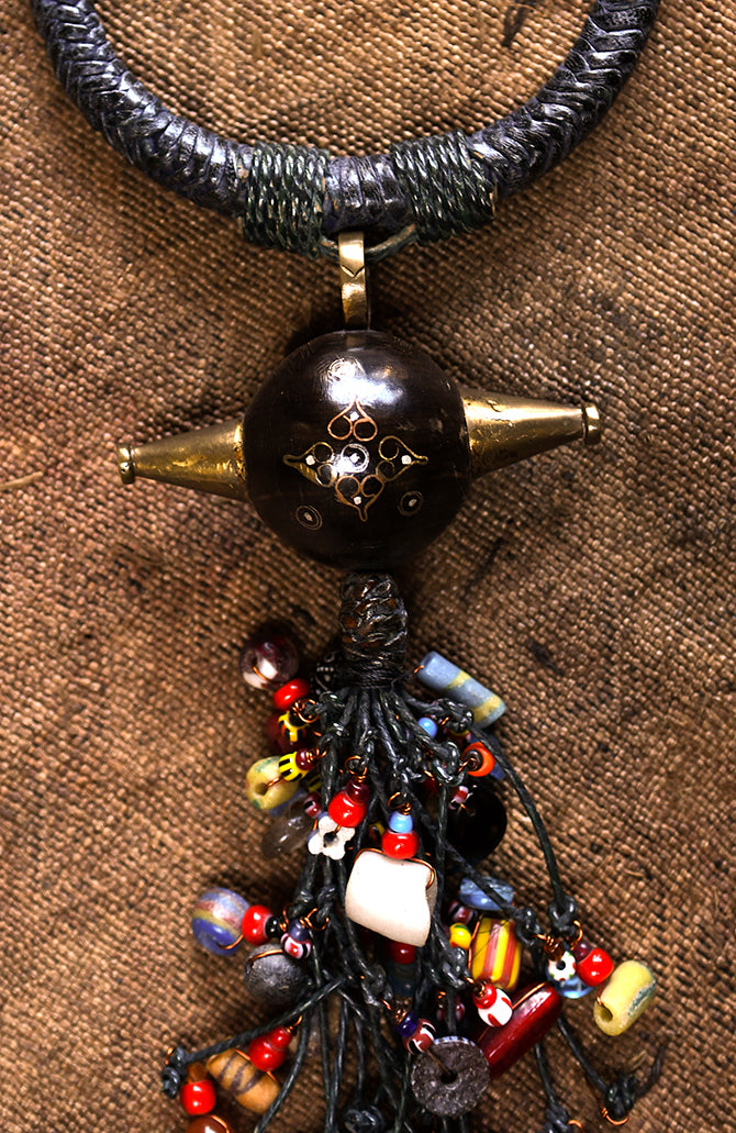 Handcrafted Necklaces - African Plural Art - African Art - Necklaces - Jewelry - Statement Tribal Jewelry Necklace, Trade Beads Pendant, African