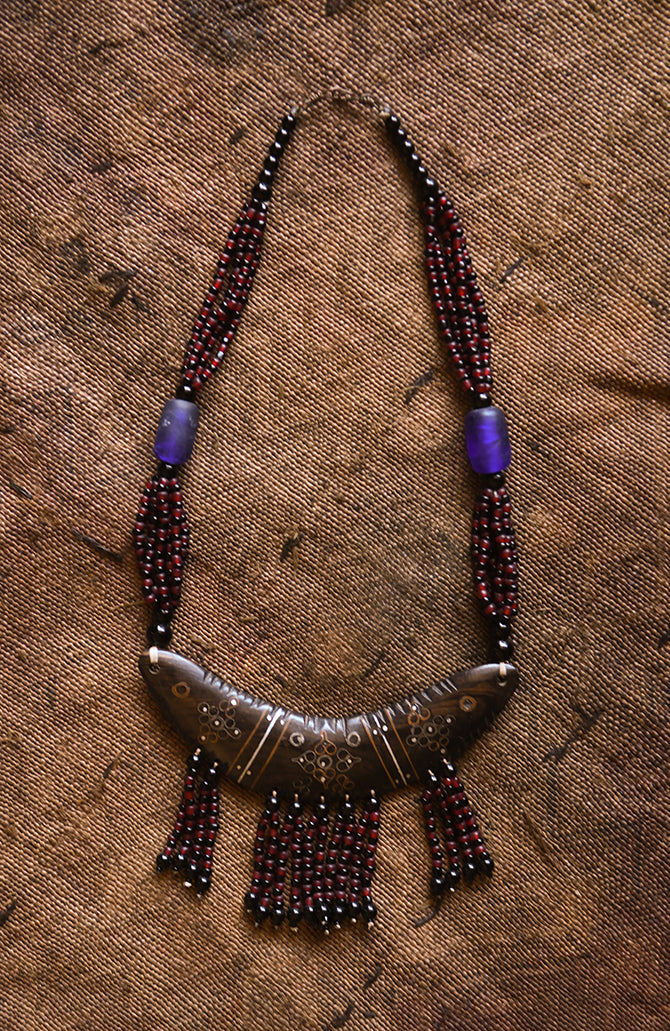 Handcrafted Art - Necklaces; Collection; Other African; Statement Jewelry, Beaded Wood Pendant, Tribal African Necklace