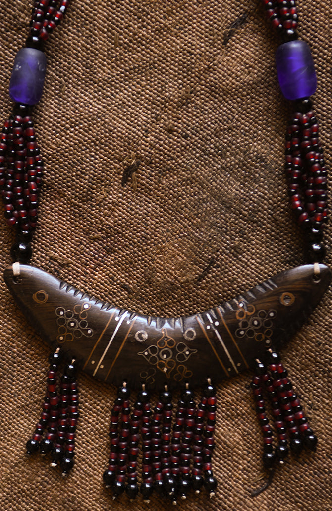 Handcrafted Art - Necklaces; Collection; Other African; Statement Jewelry, Beaded Wood Pendant, Tribal African Necklace