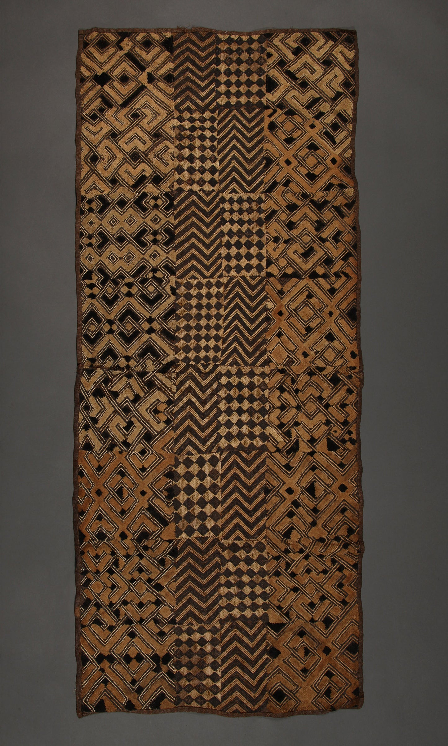 Tribal Textiles; Traditional; Collection; Other African;Shoowa Embroidered Overskirt, Handcrafted Decorative Raffia Textile, African Kuba