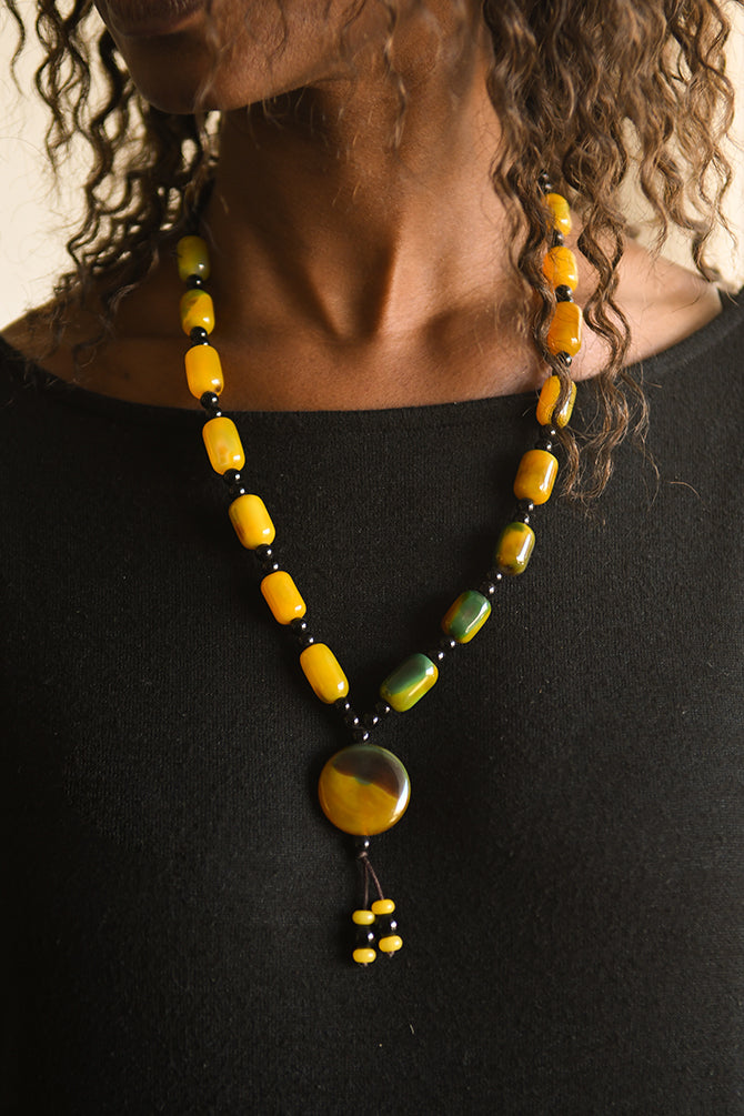 Handcrafted Art - Necklaces; Collection; Other African; Tribal African Necklace, Carnelian Beads Pendant